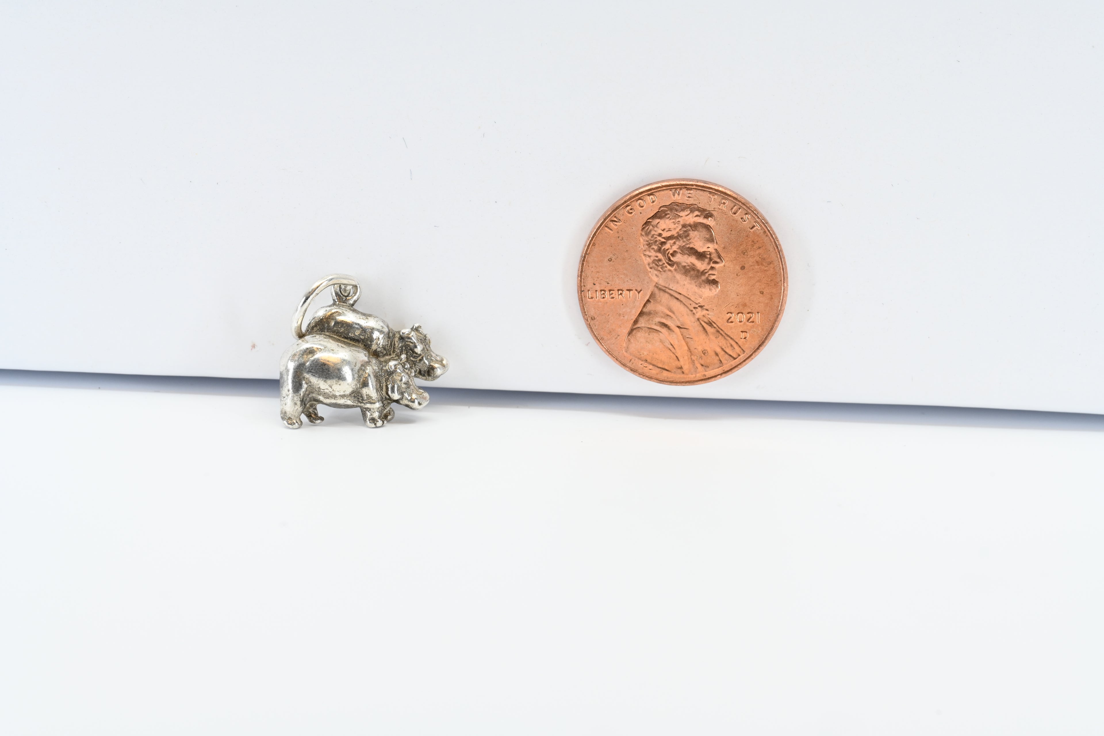 Sterling Silver  Double Hippo Charm