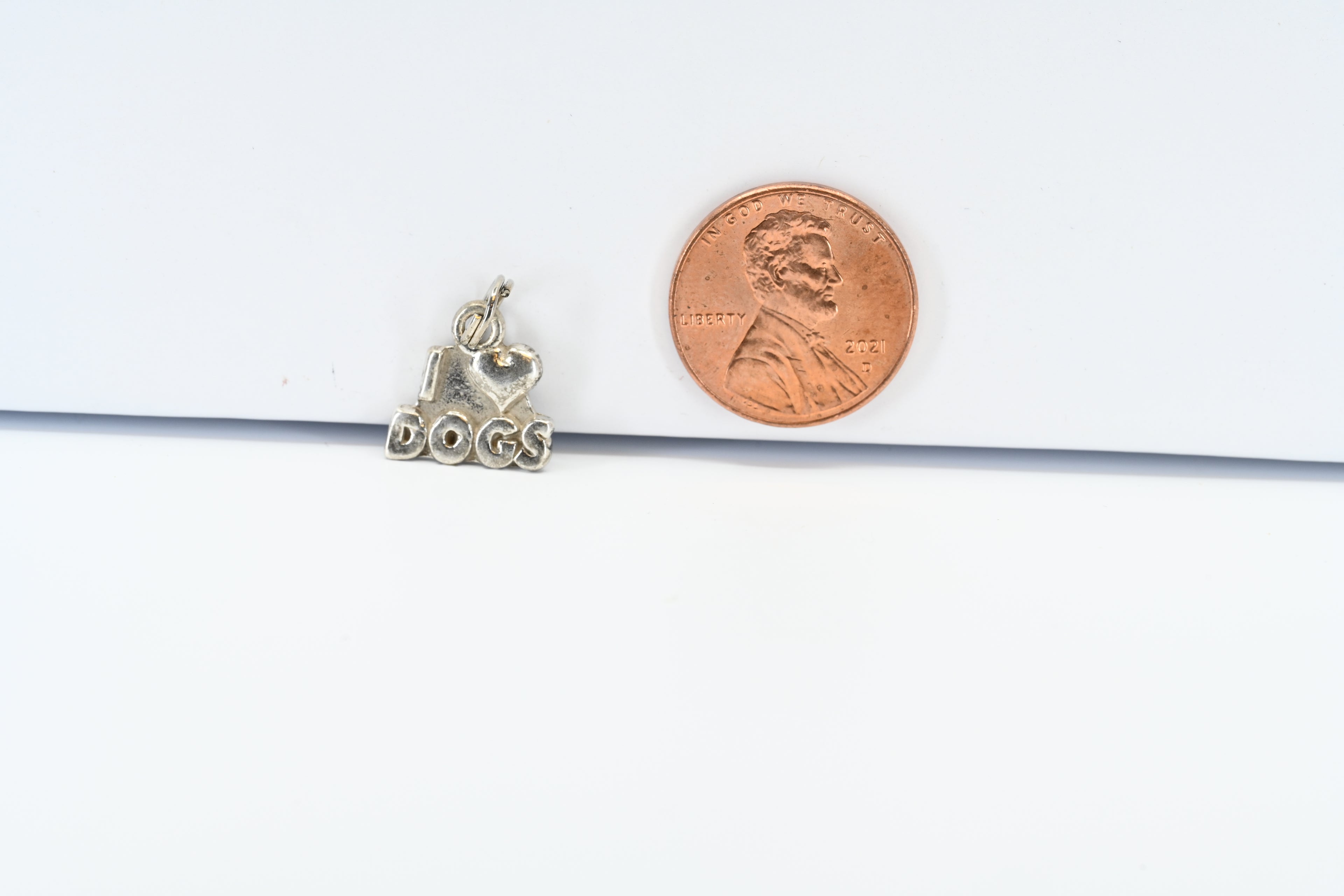 Sterling Silver  I Heart Dogs Charm
