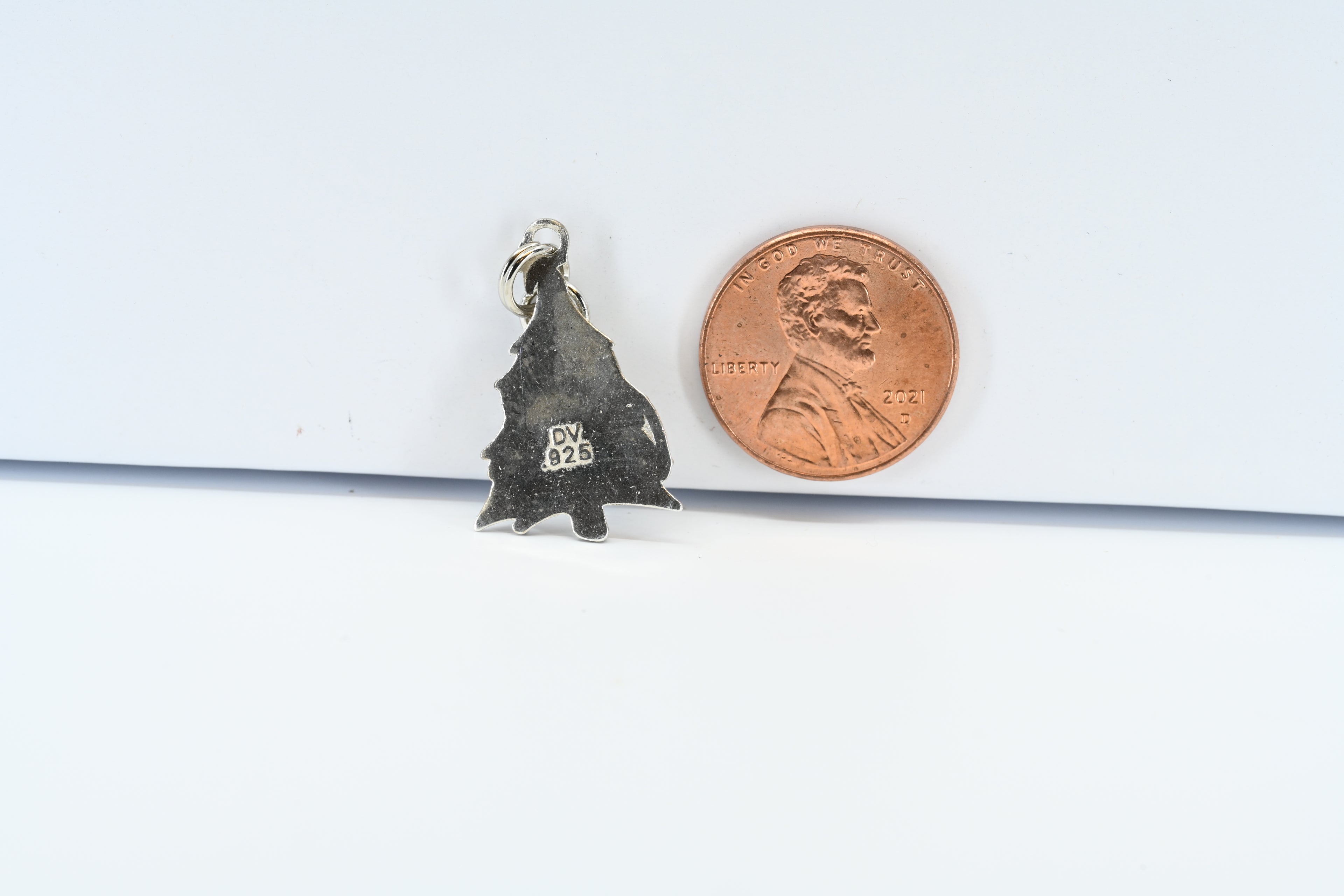 Sterling Silver Merry Christmas Tree  Charm