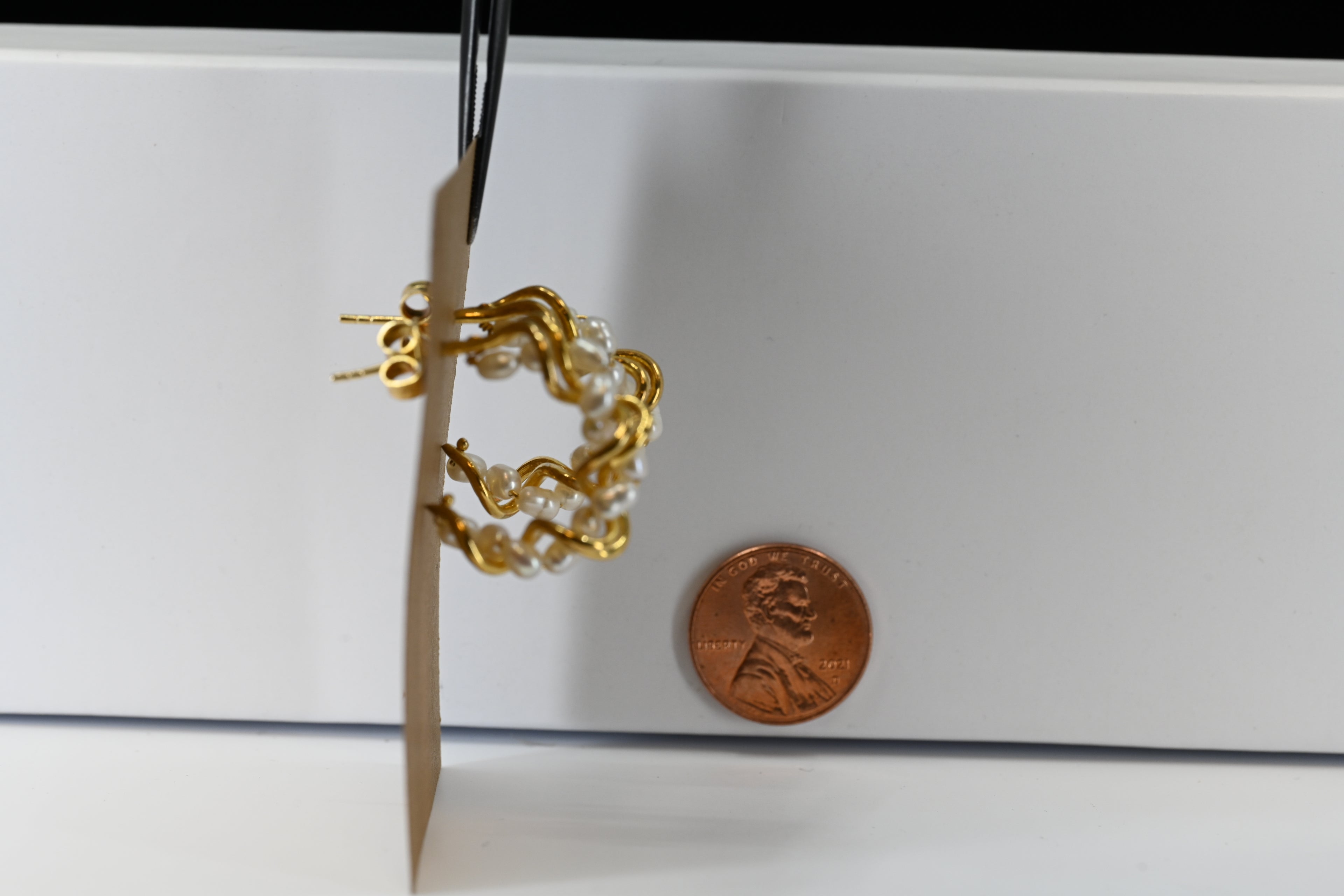 Sterling Silver Gold-Tone and Pearl Hoop Earrings