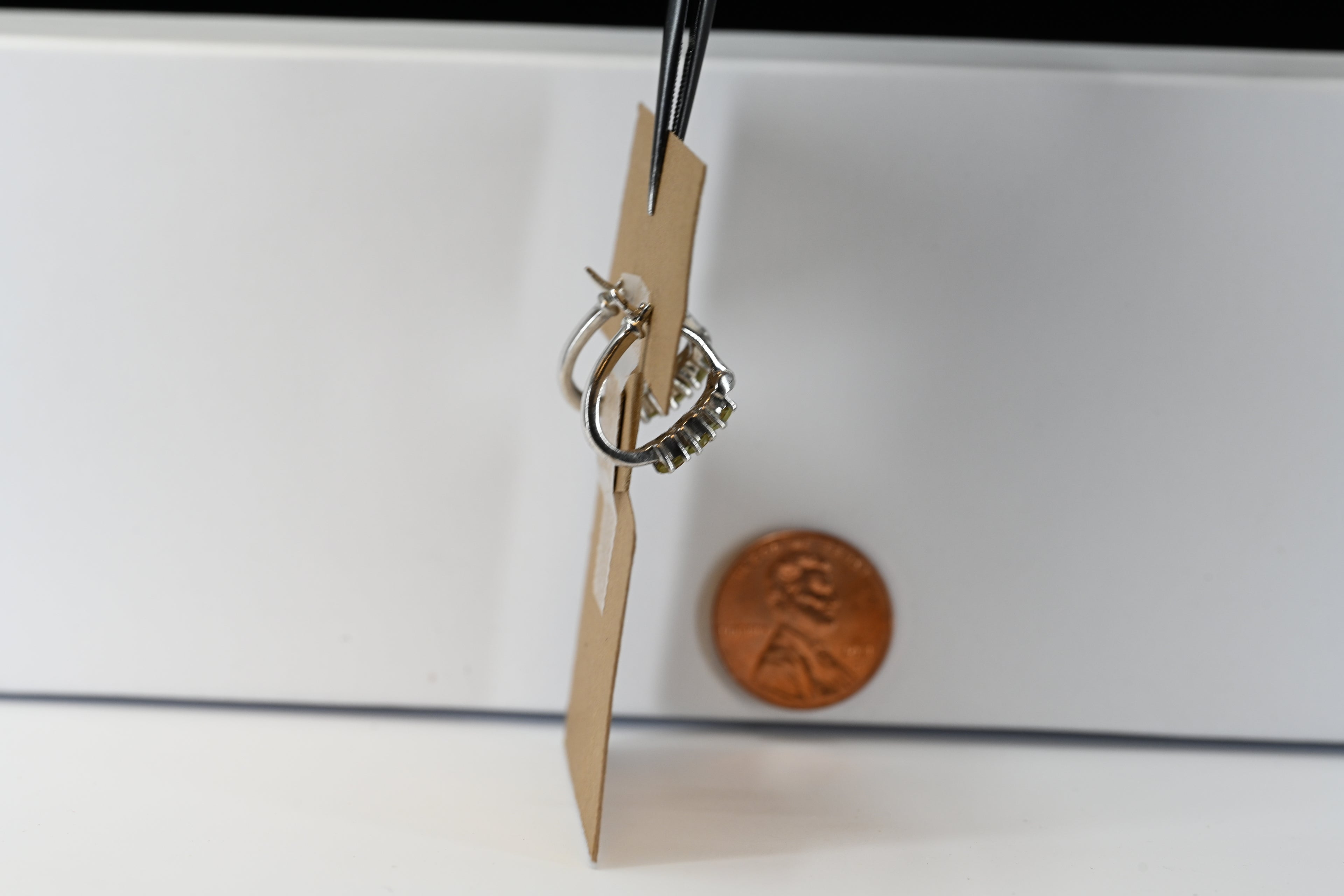 Sterling Silver Round Yellow Stones Hoop Earring