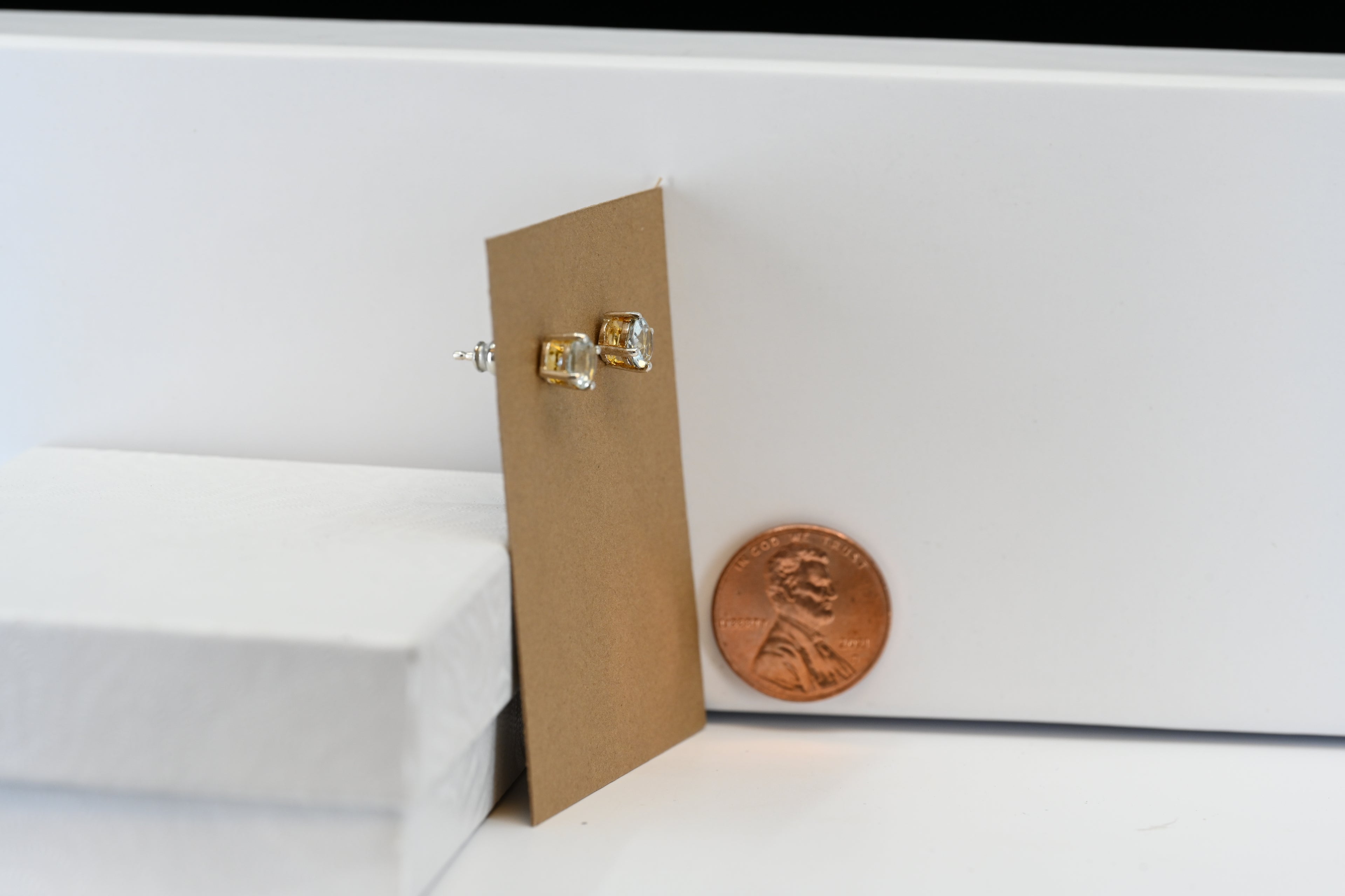 Sterling Silver Light Blue Round Stone Stud Earrings