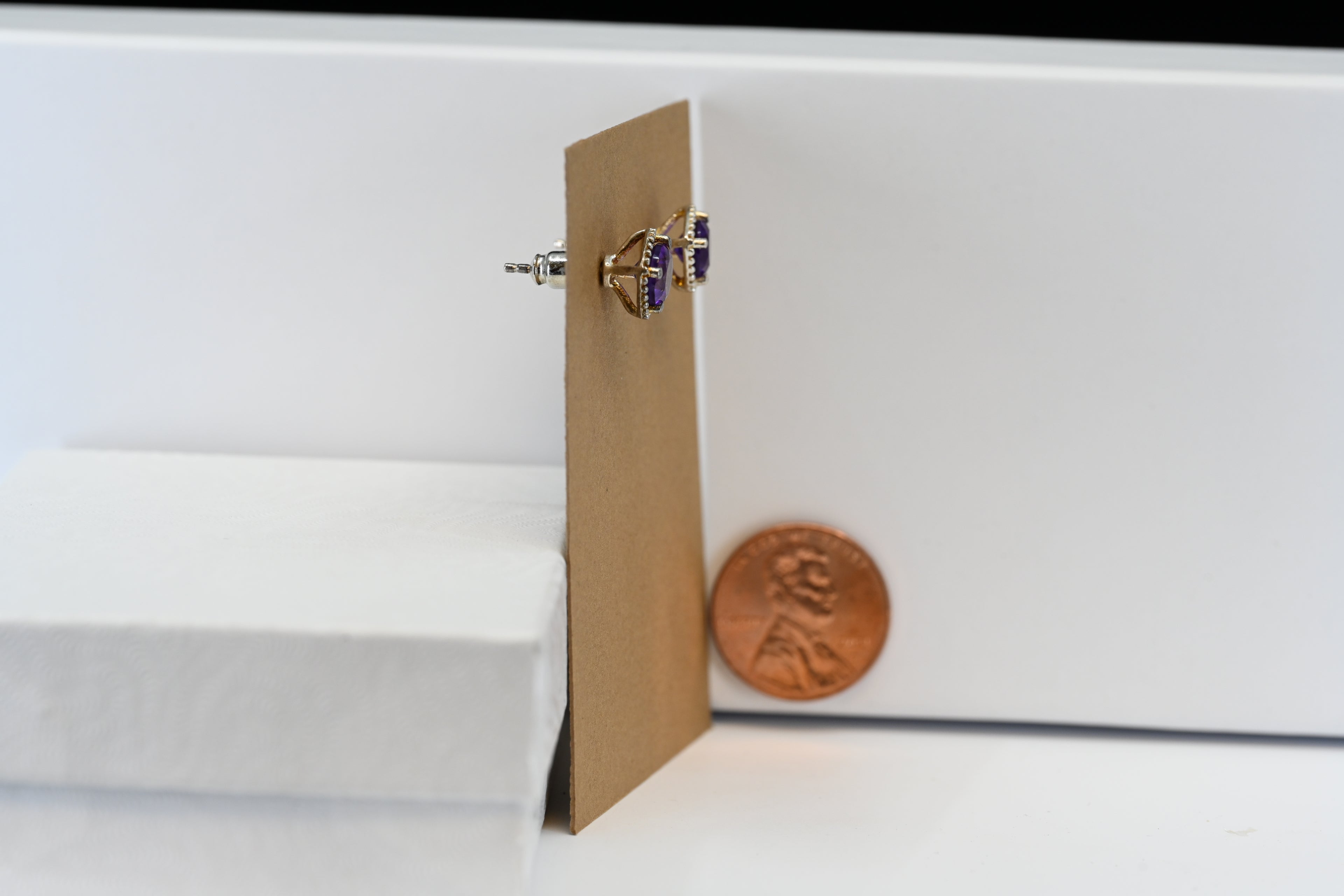 Sterling Silver Round Purple Stone Stud Earrings