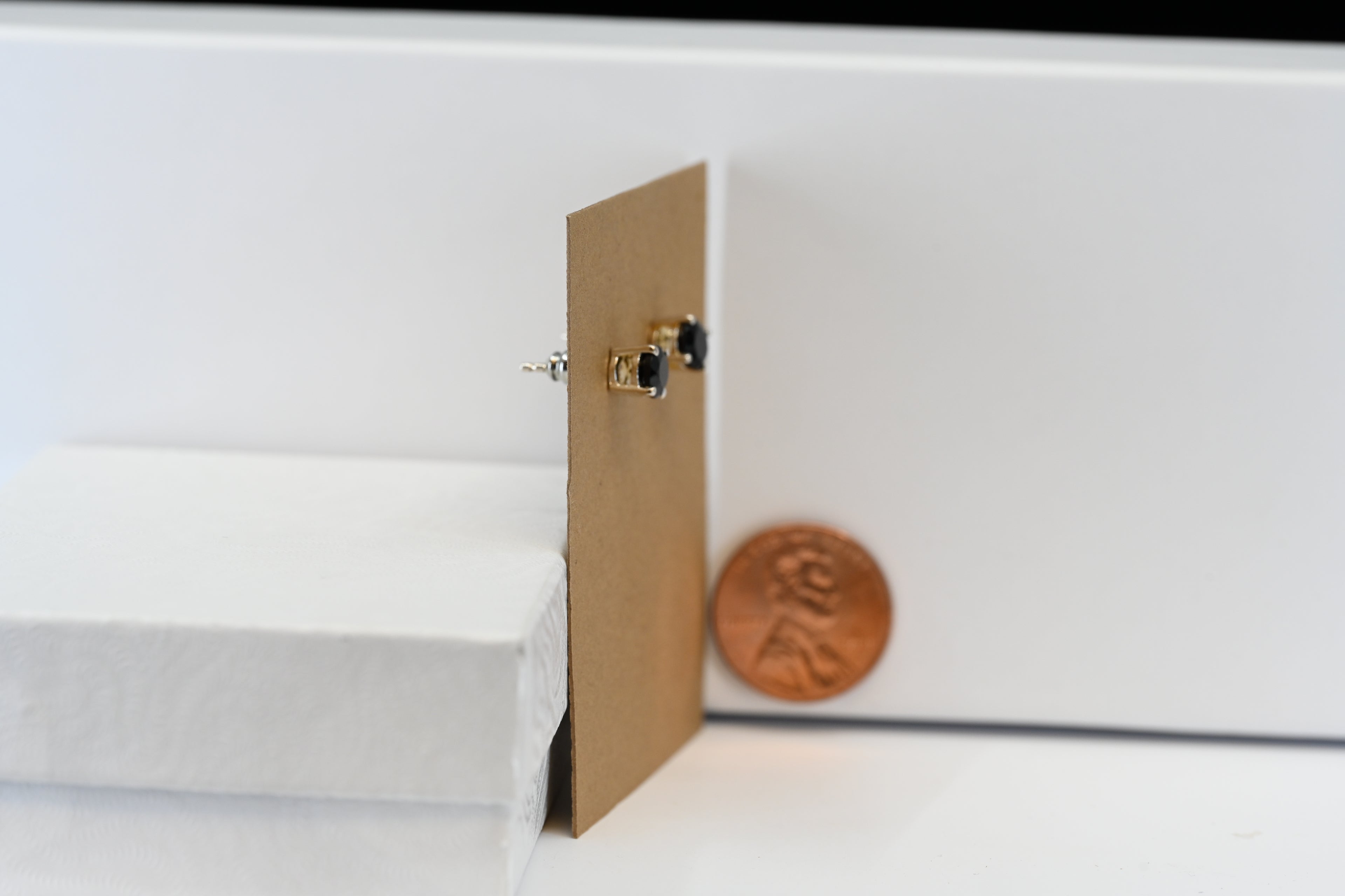 Sterling Silver Round Black Stone Stud Earrings