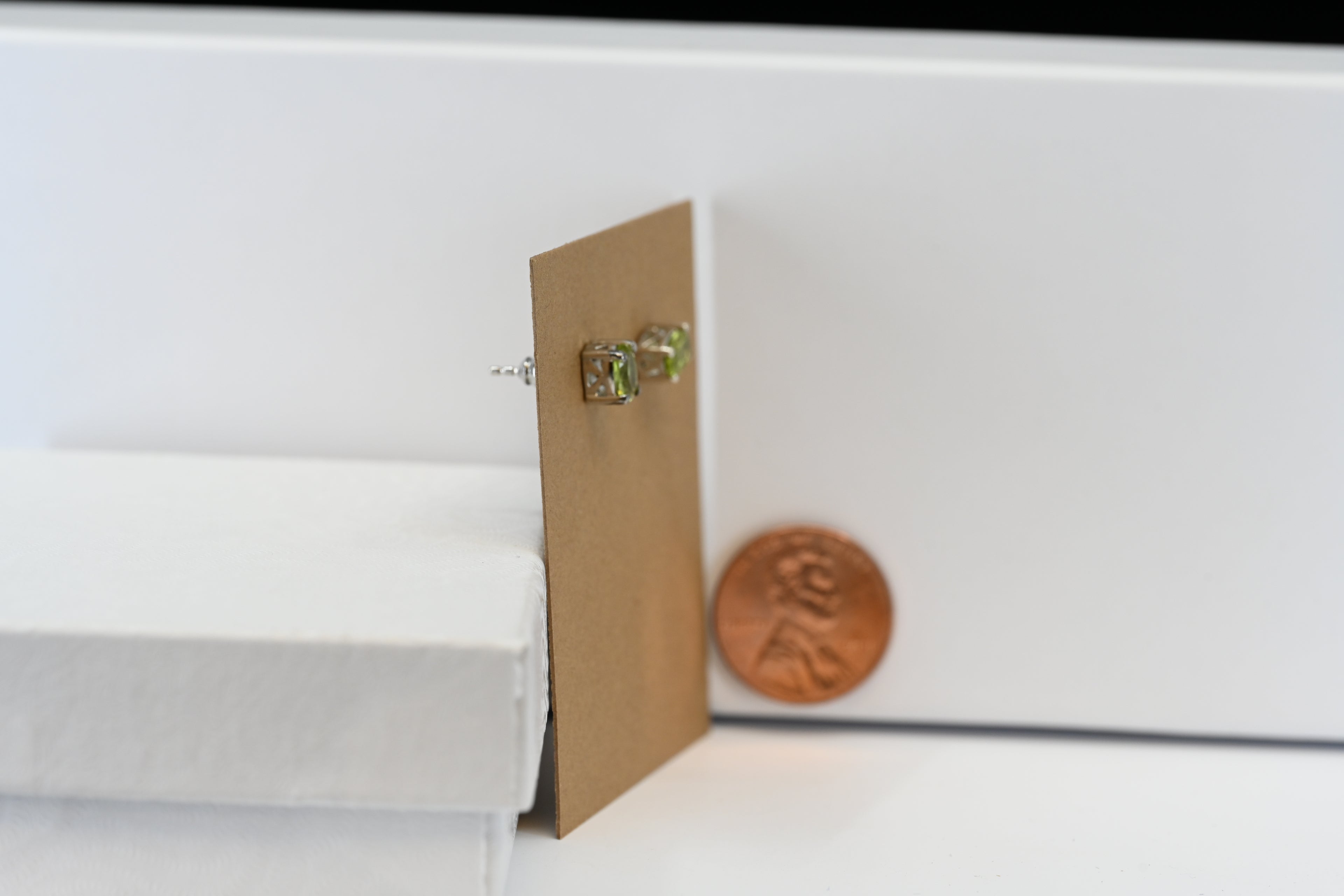 Sterling Silver Oval light Green Stone Stud Earrings