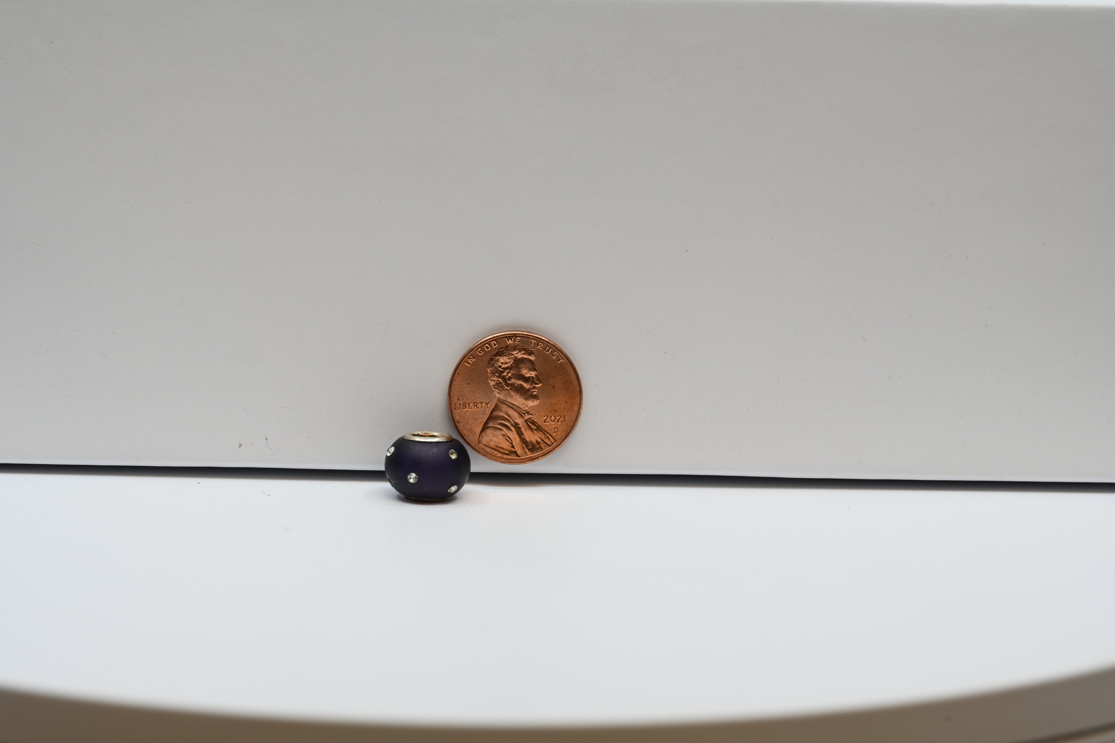 Purple Bead Charm with Rhinestones