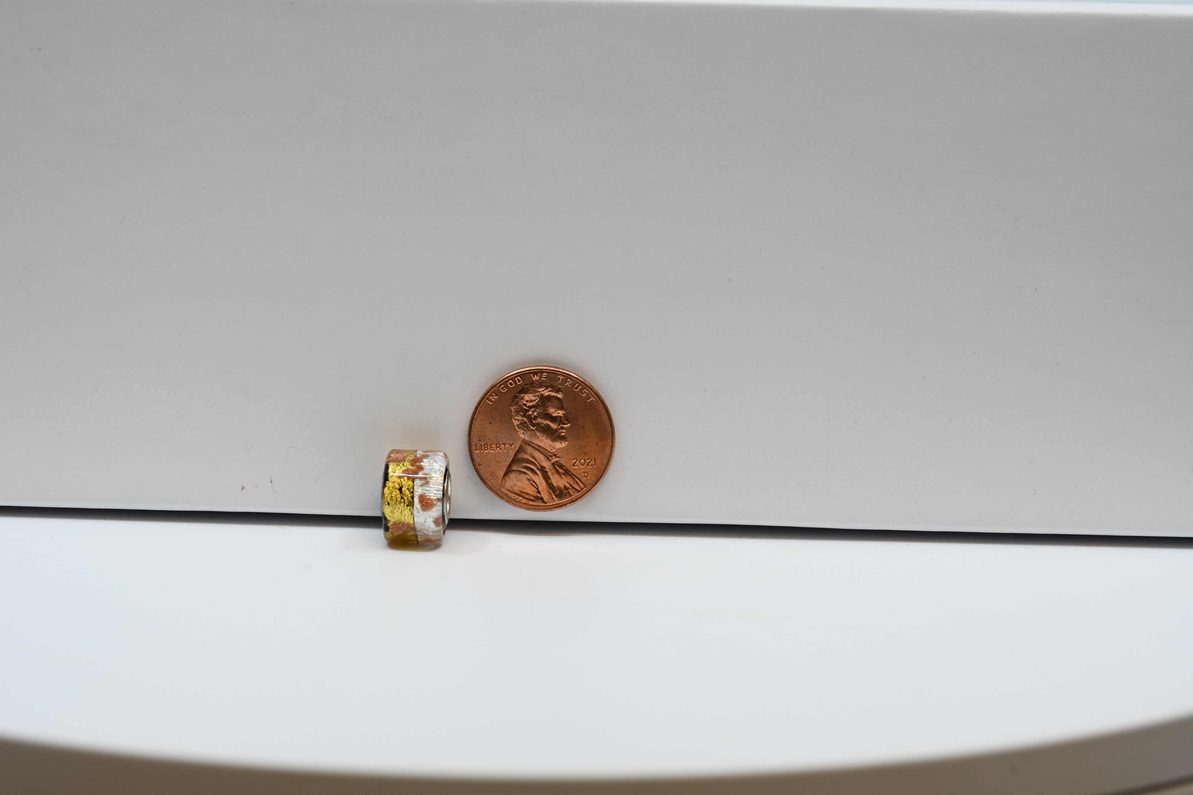Gold and Silver with Bronze Flakes Bead Charm