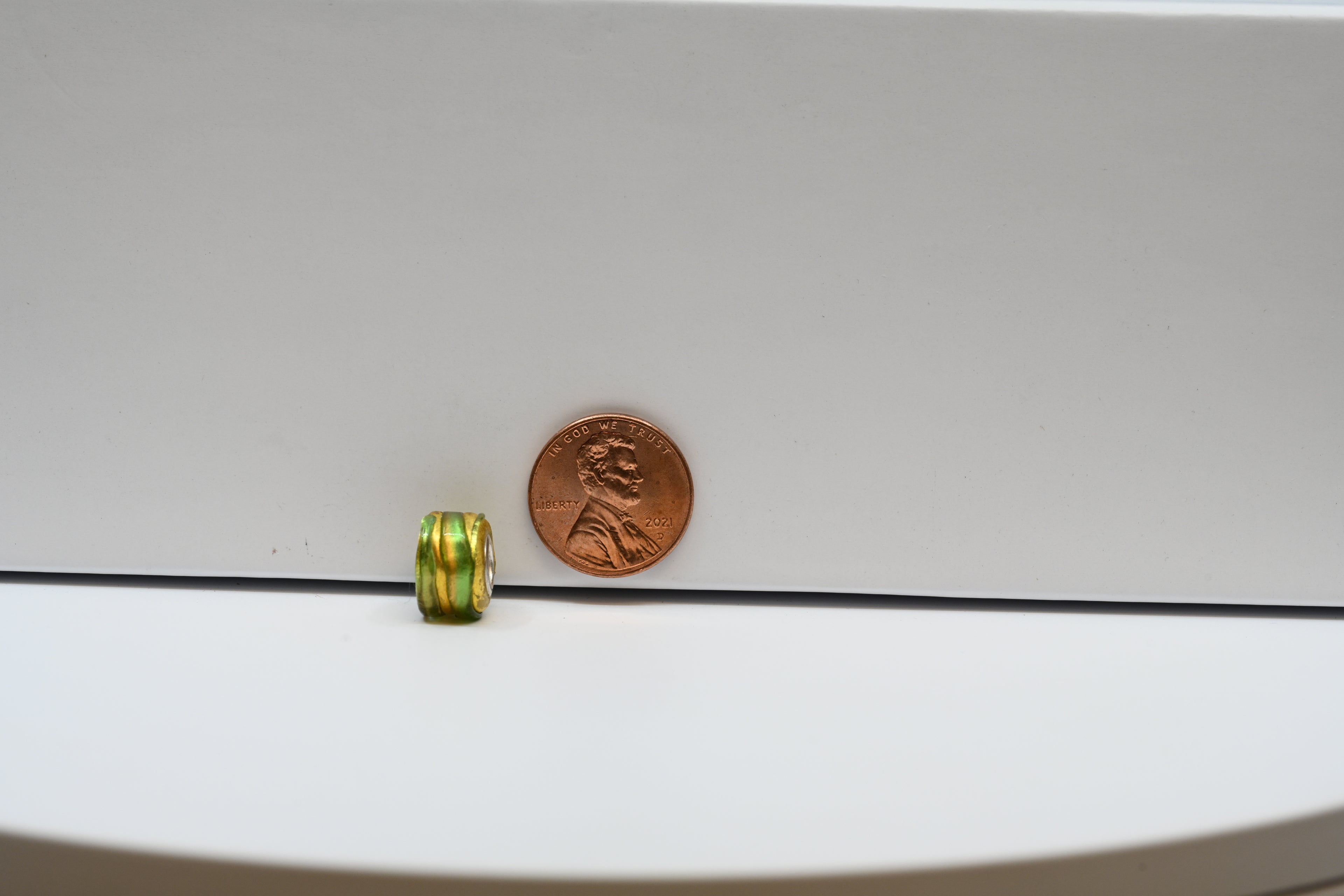 Gold and Green Swirl Bead Charm