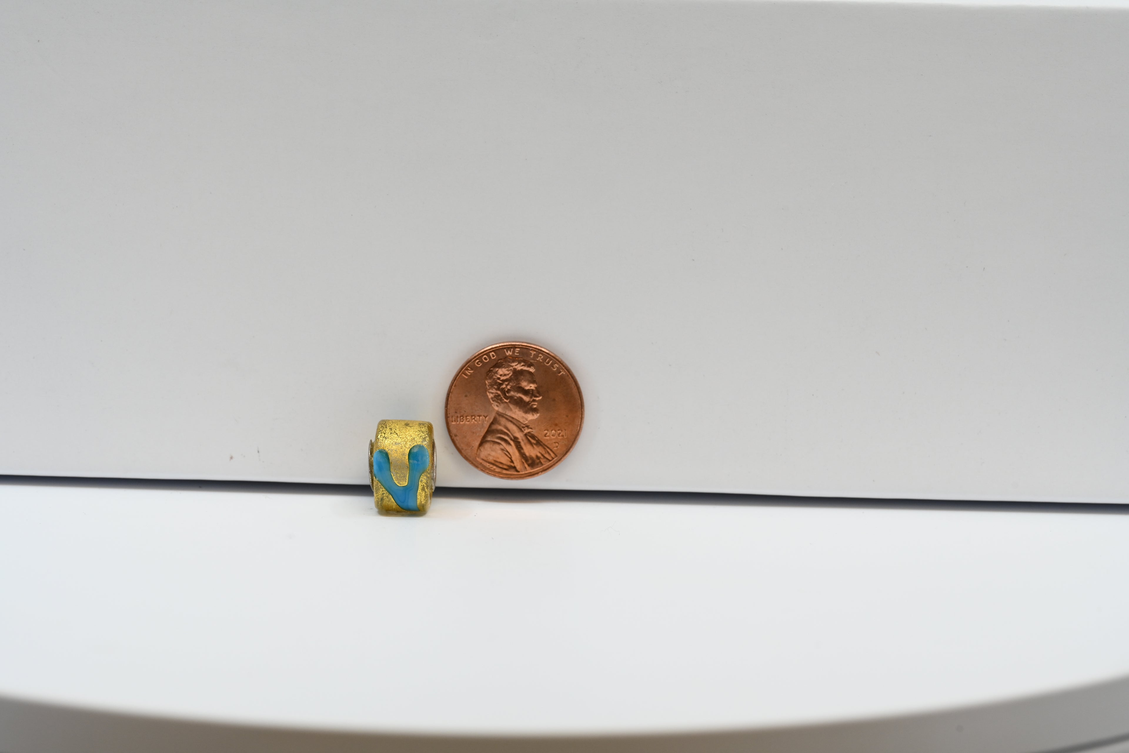 Blue and Gold Bead Charm