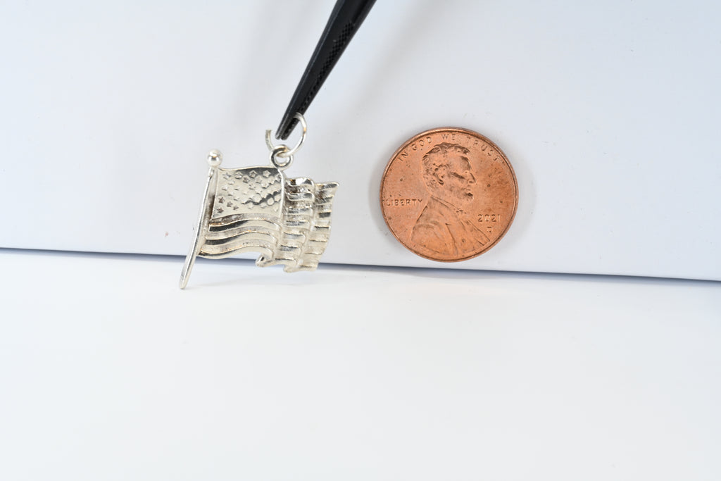 Sterling Silver American Flag Charm