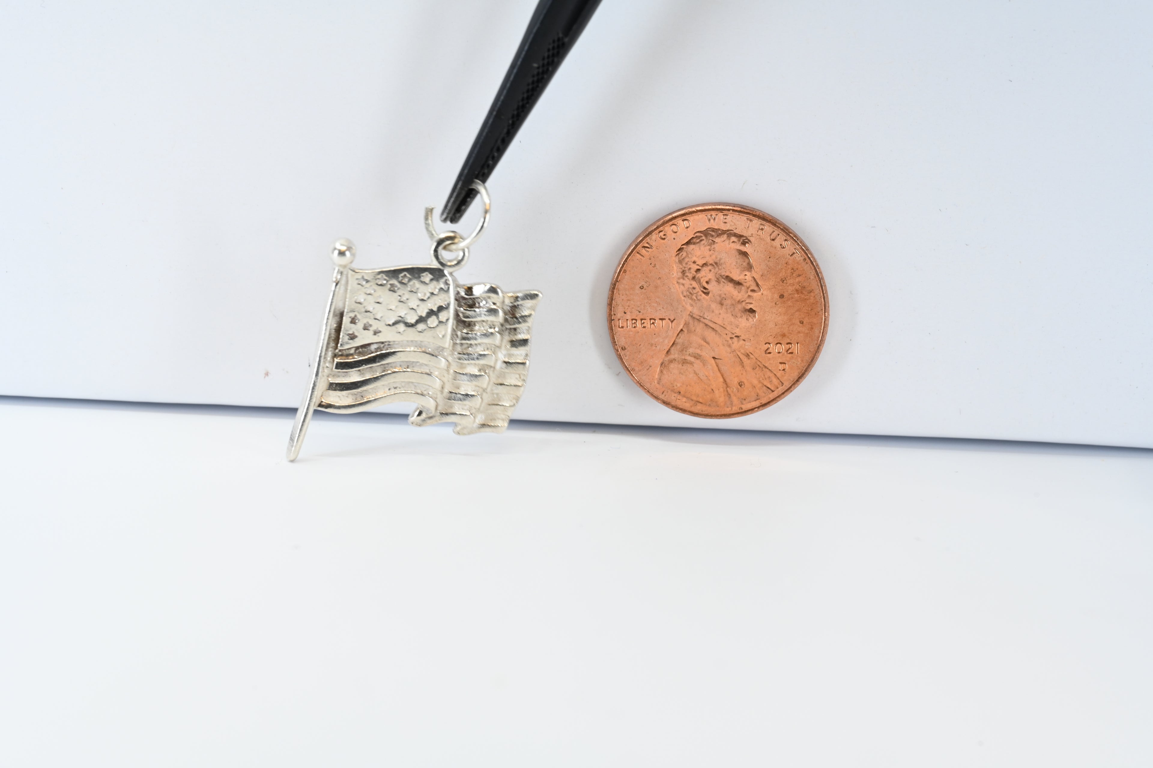 Sterling Silver American Flag Charm