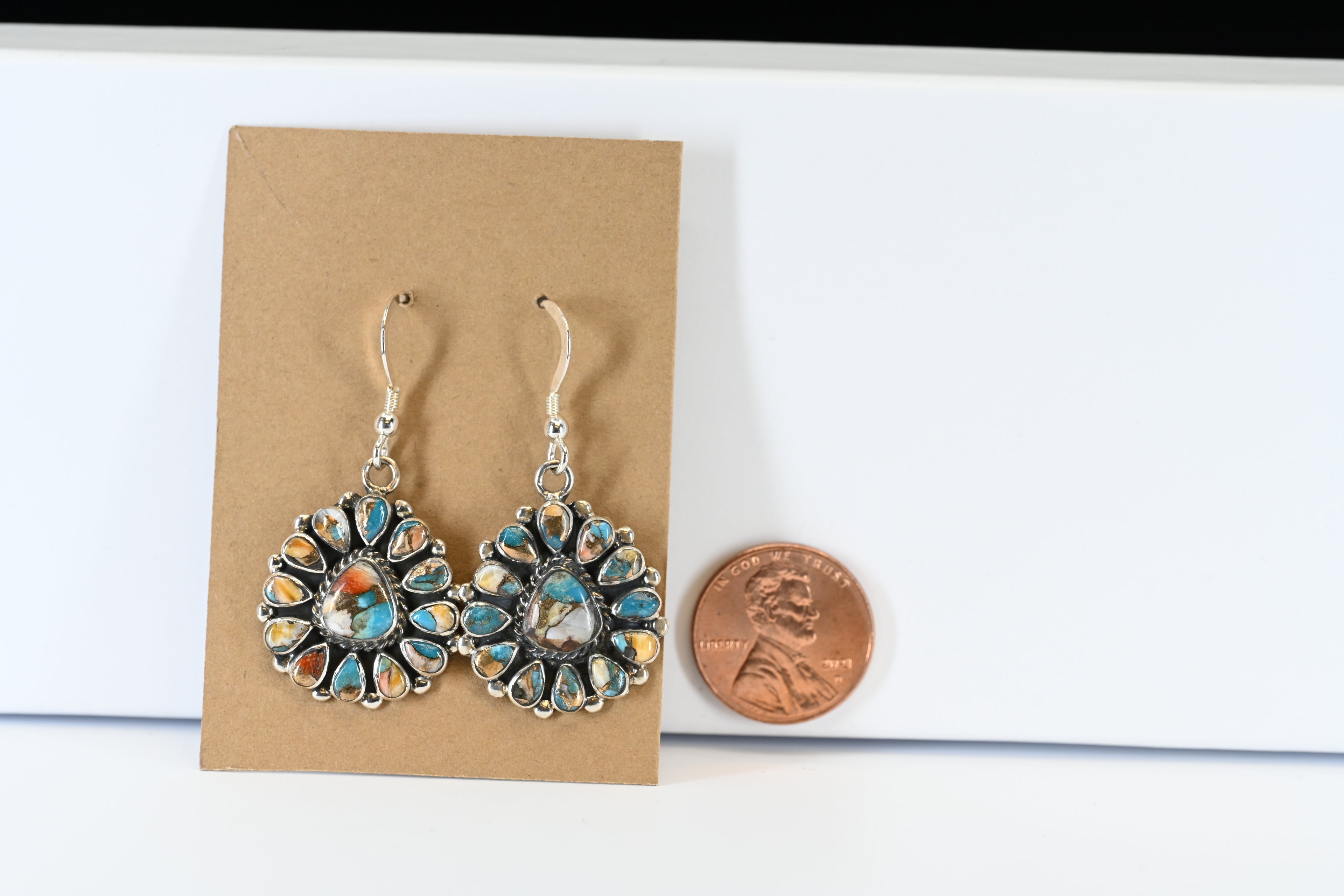 Sterling Silver Pear Cut Multicolored  Dangle Earrings