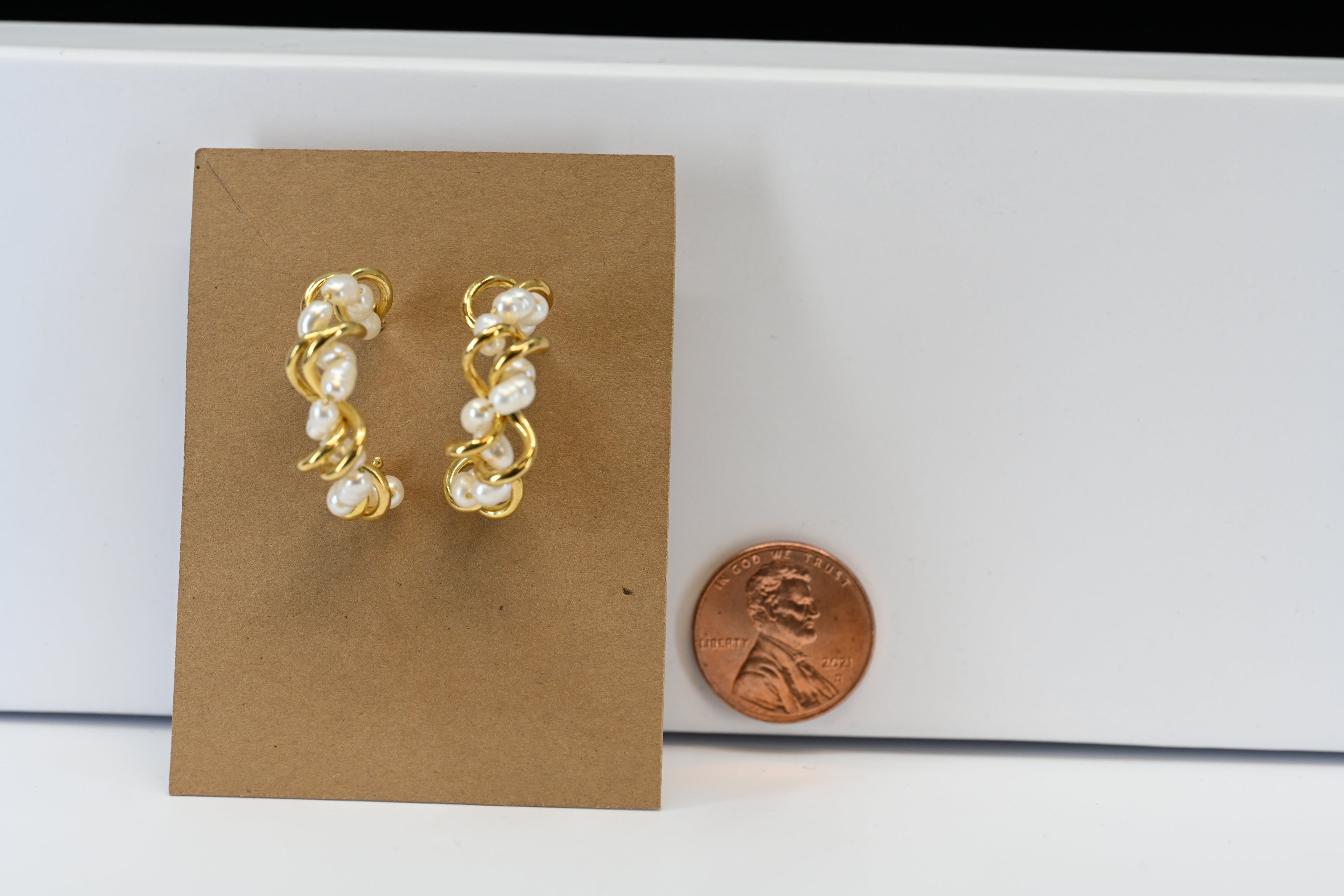 Sterling Silver Gold-Tone and Pearl Hoop Earrings