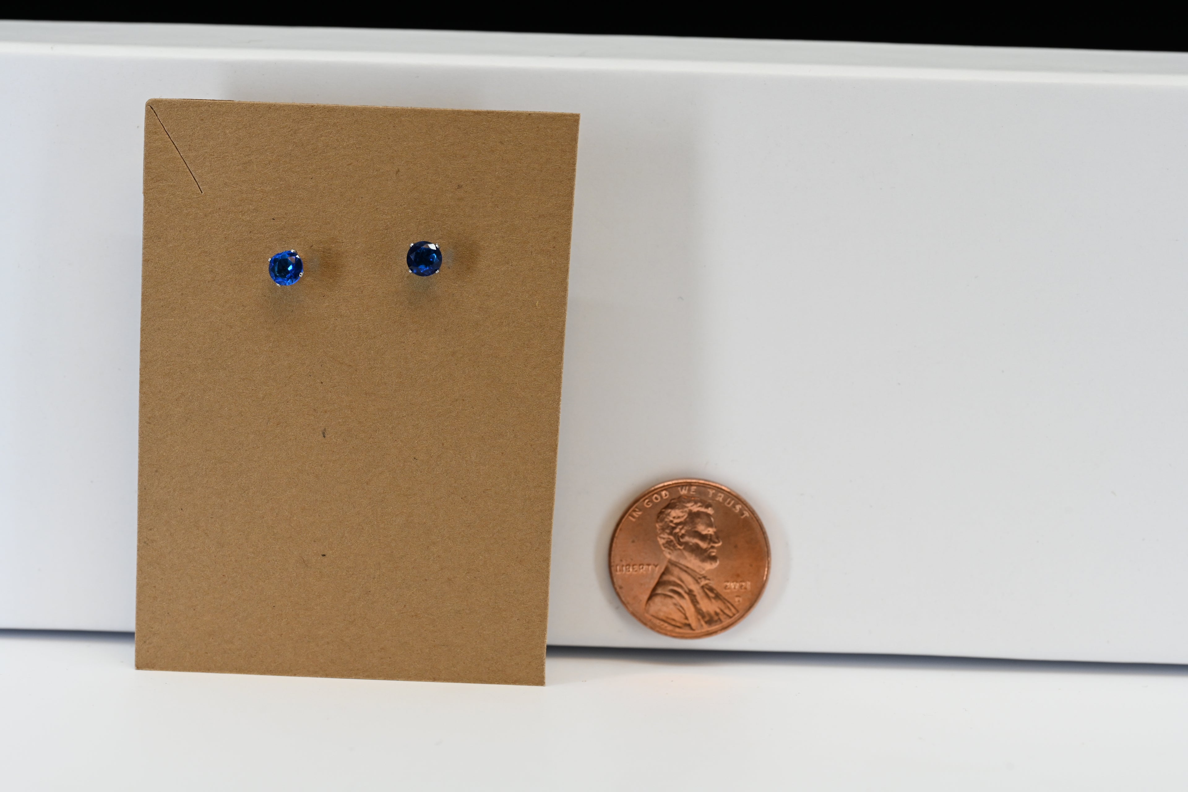 Sterling Silver Round Blue Stone Stud Earrings