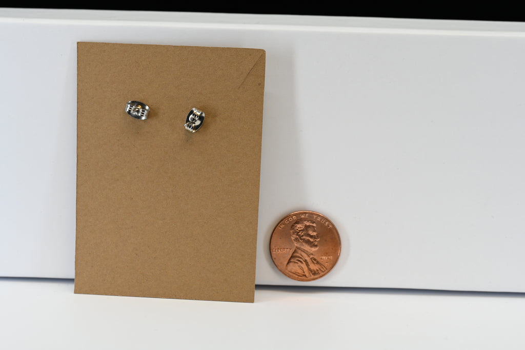 Sterling Silver Round Blue Stone Stud Earrings