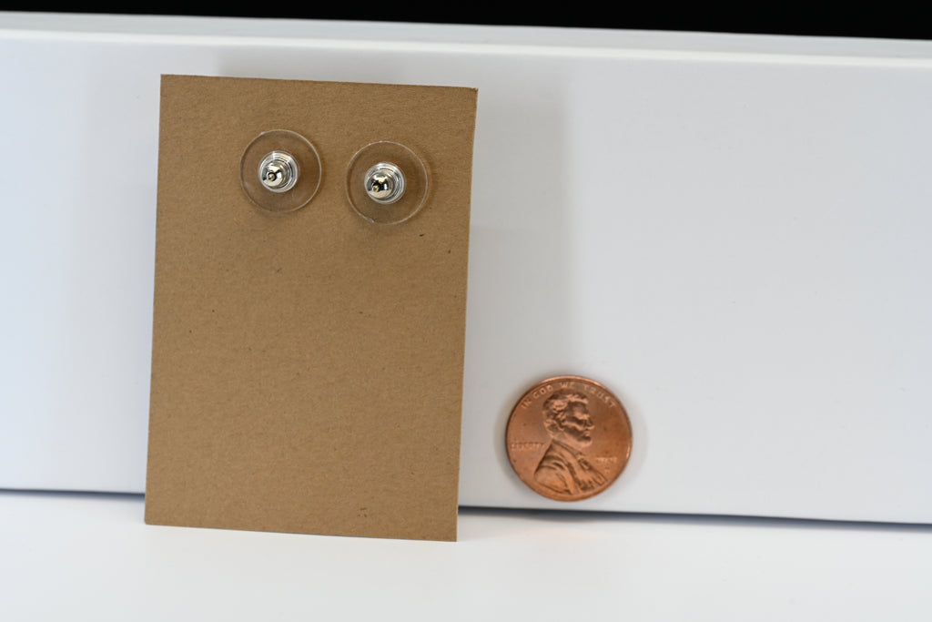 Sterling Silver  Blue Oval  Cabochon Stud Earrings