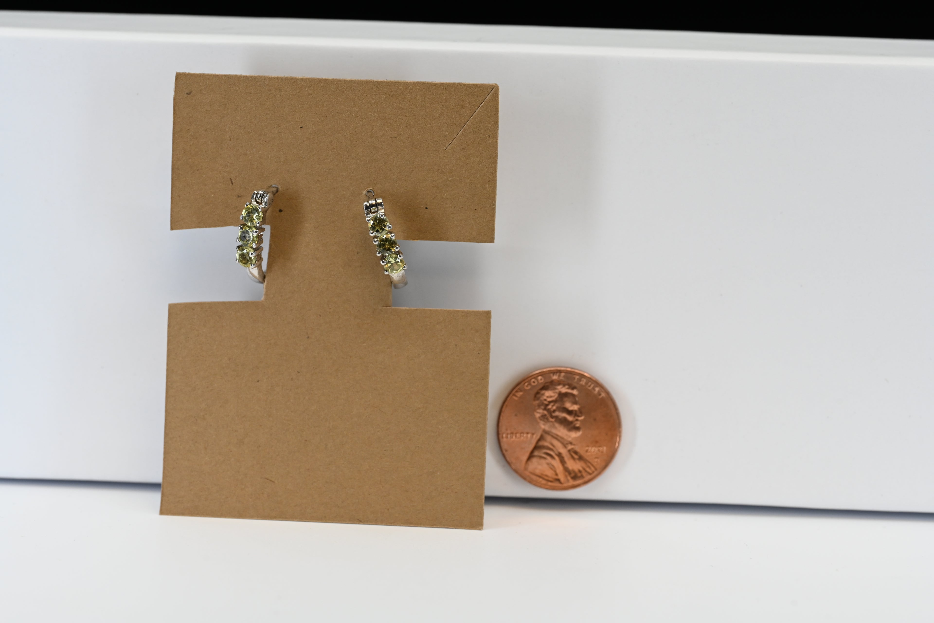 Sterling Silver Round Yellow Stones Hoop Earring