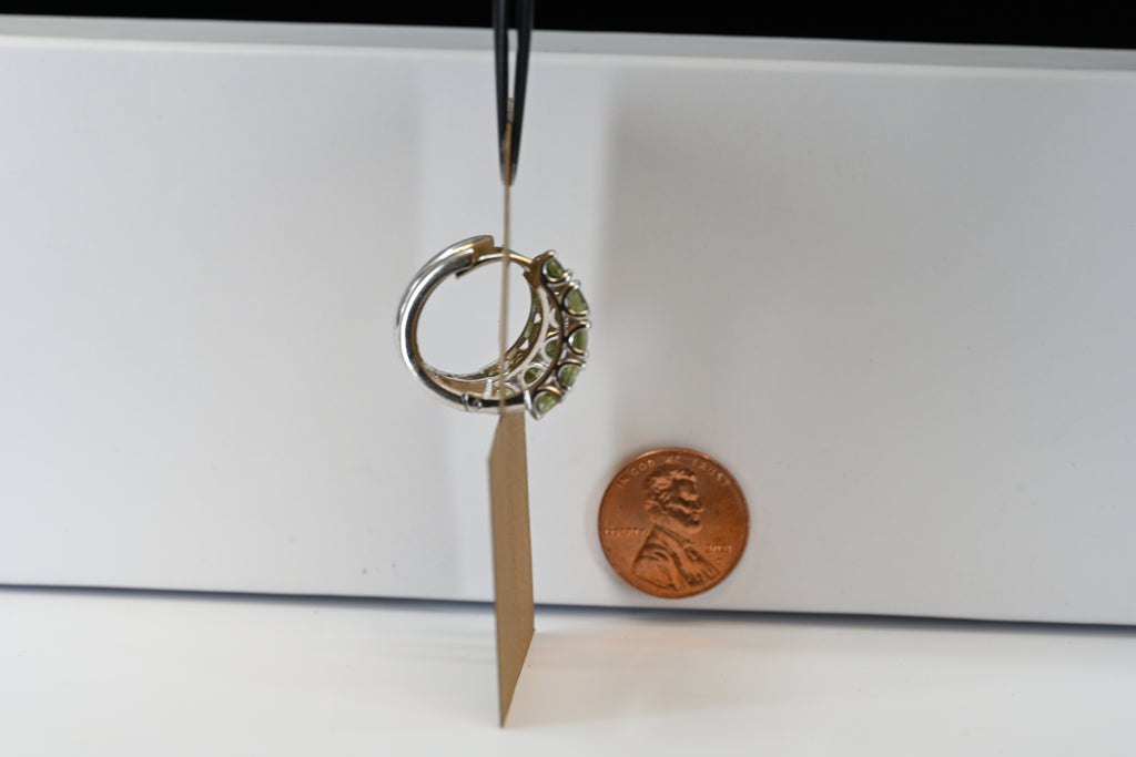 Sterling Silver Green Round Stone Hoop Earrings