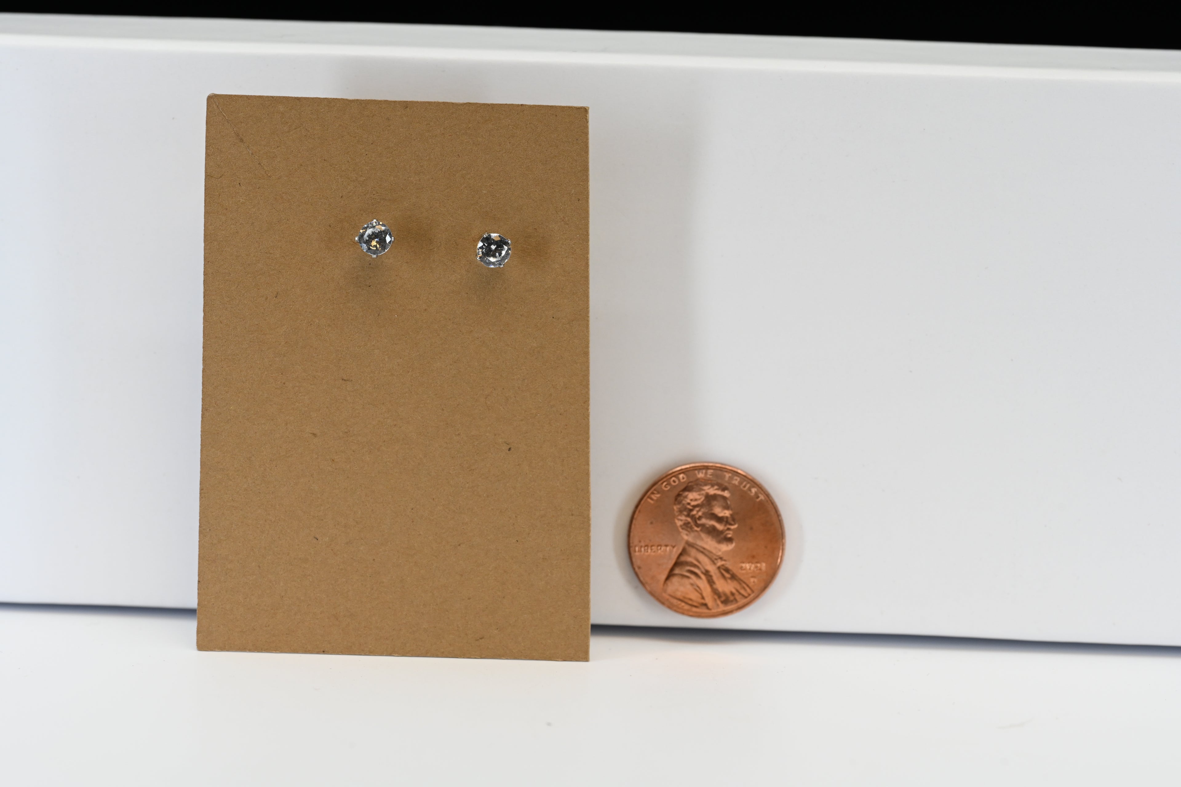 Sterling Silver Round Colorless Stone Stud Earrings