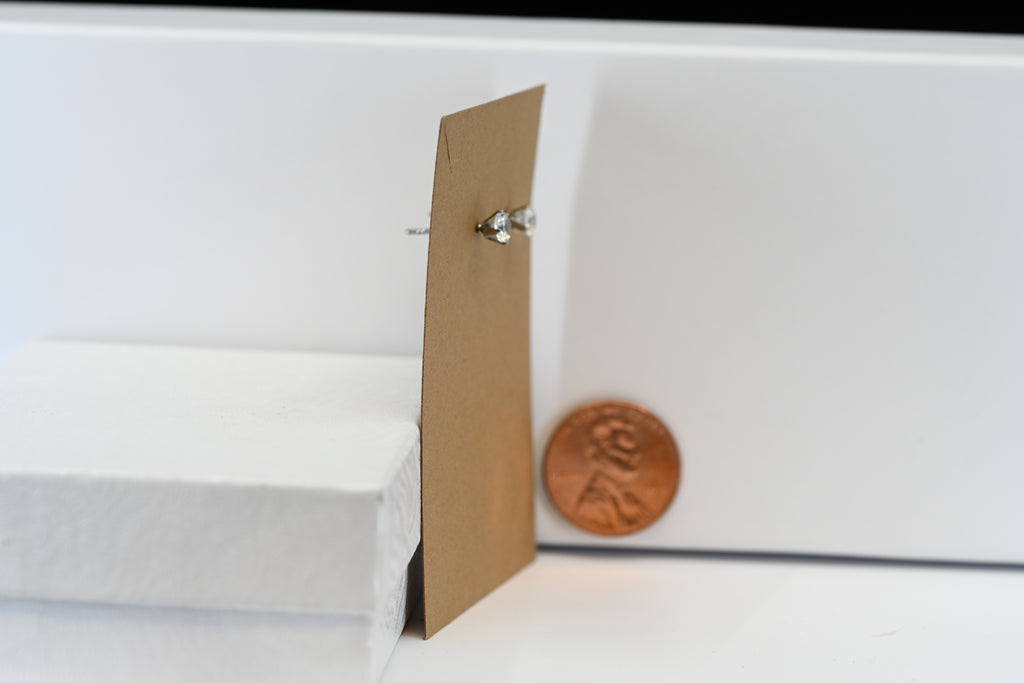 Sterling Silver Round Colorless Stone Stud Earrings