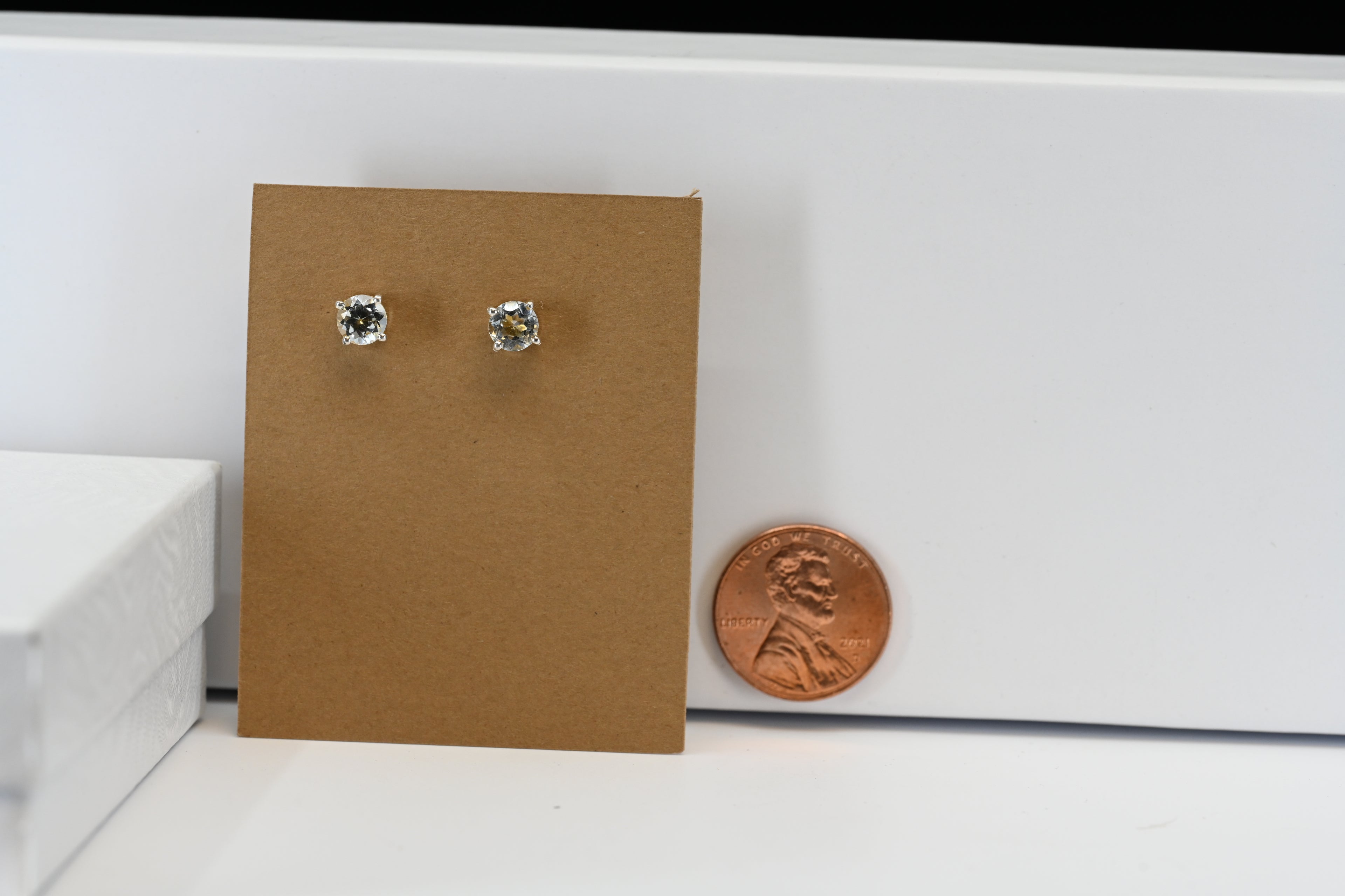 Sterling Silver Light Blue Round Stone Stud Earrings