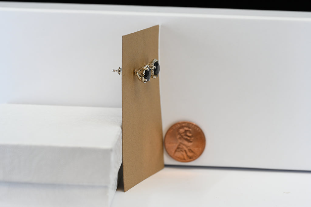 Sterling Silver Round Black Stones Stud Earring