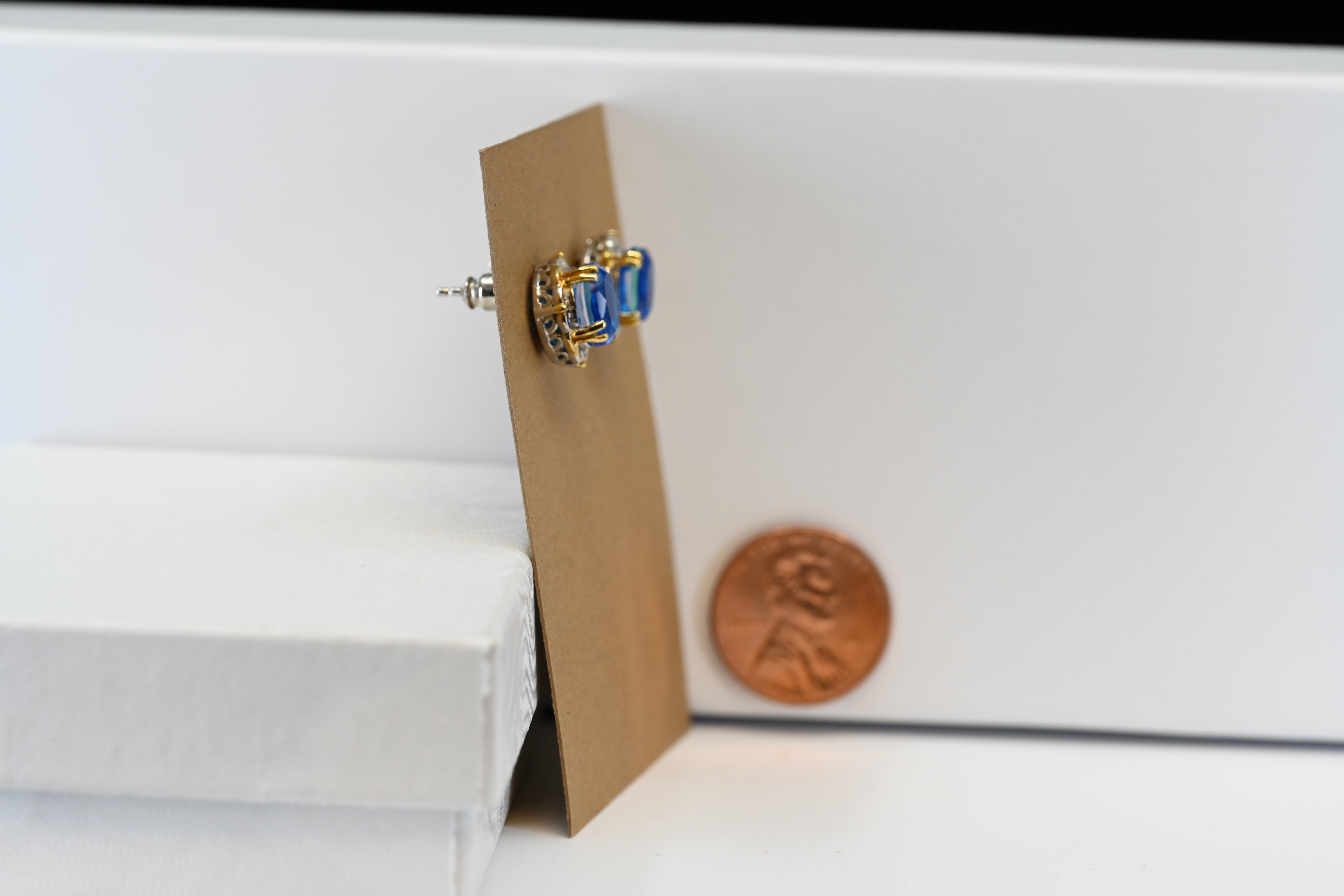 Sterling Silver Oval Blue Stone Stud Earrings