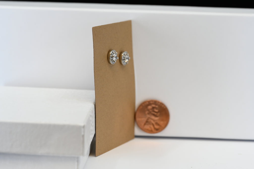 Sterling Silver Round Multi Colorless Stone Stud Earrings