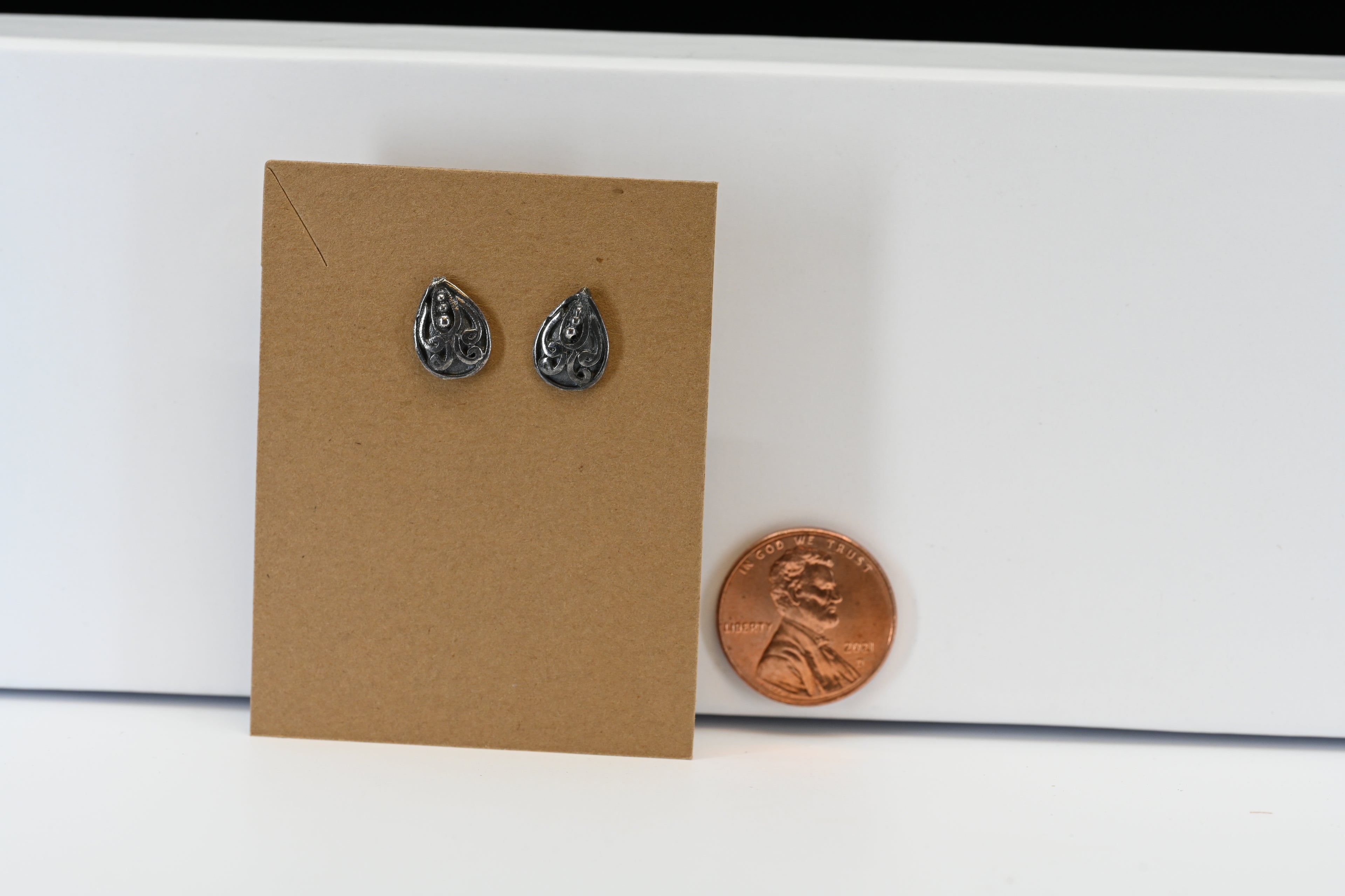 Sterling Silver Pear Shaped Stud Earrings