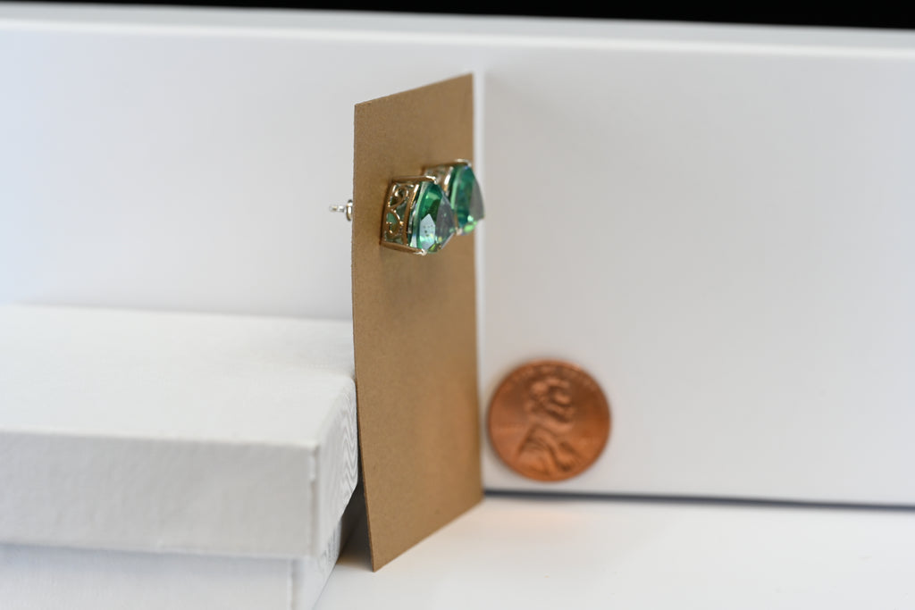 Sterling Silver Trillion Iridescent Stud  Earrings