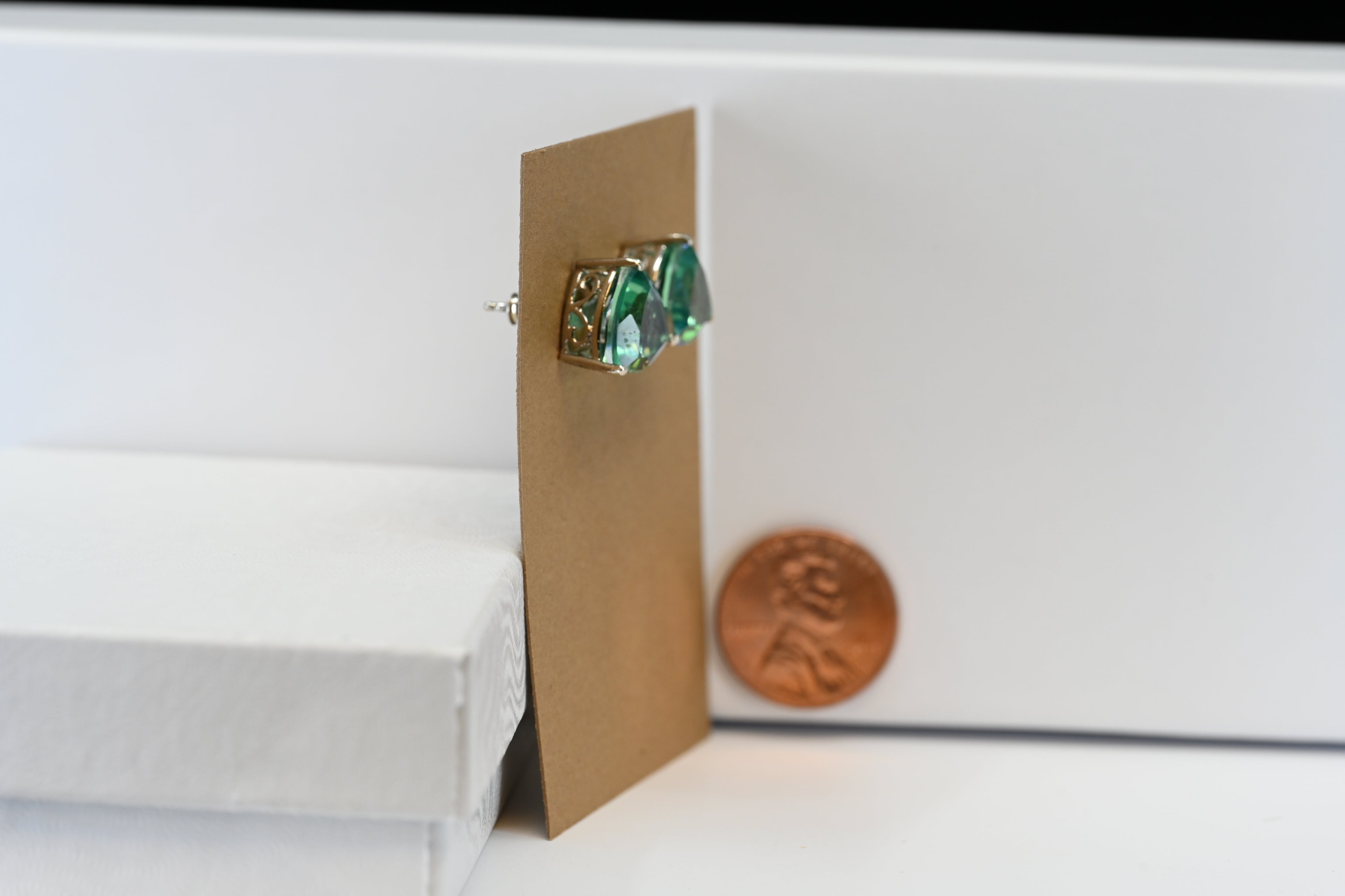 Sterling Silver Trillion Iridescent Stud  Earrings