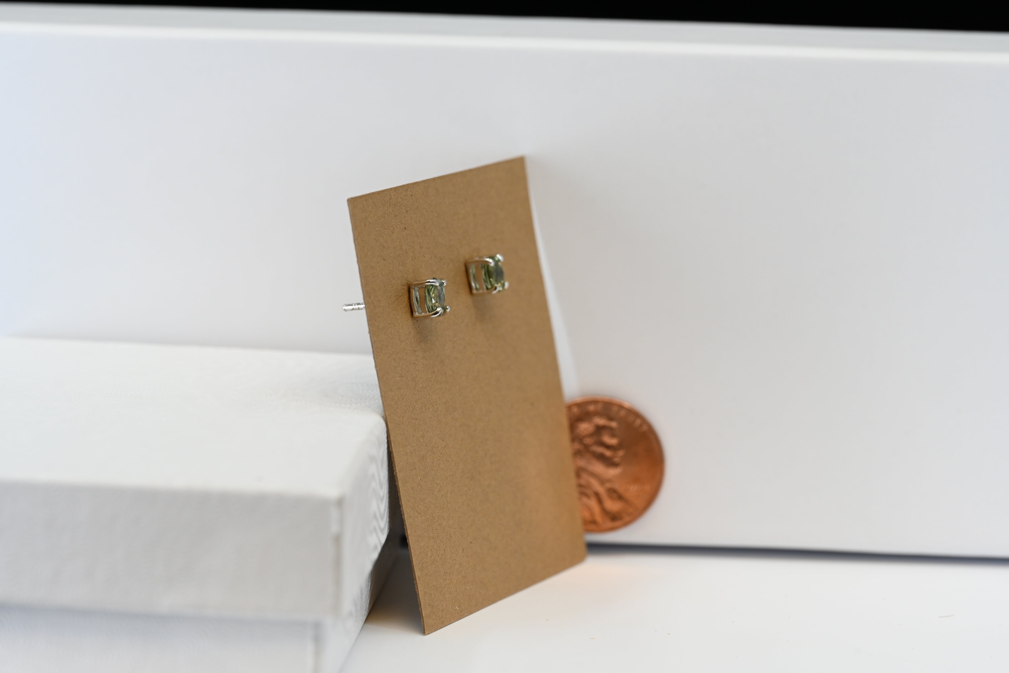 Sterling Silver Round Light Green Stud Earrings