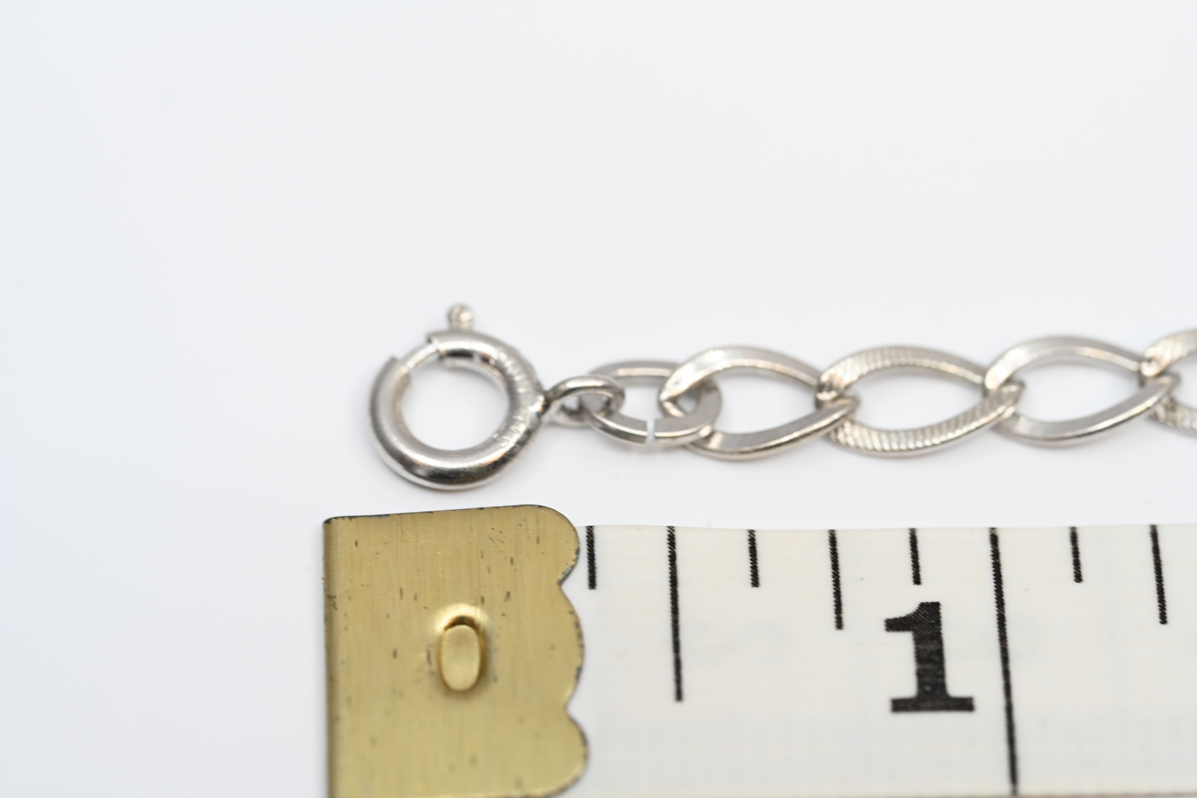 Sterling Silver Charm Bracelet Lined Cable Link