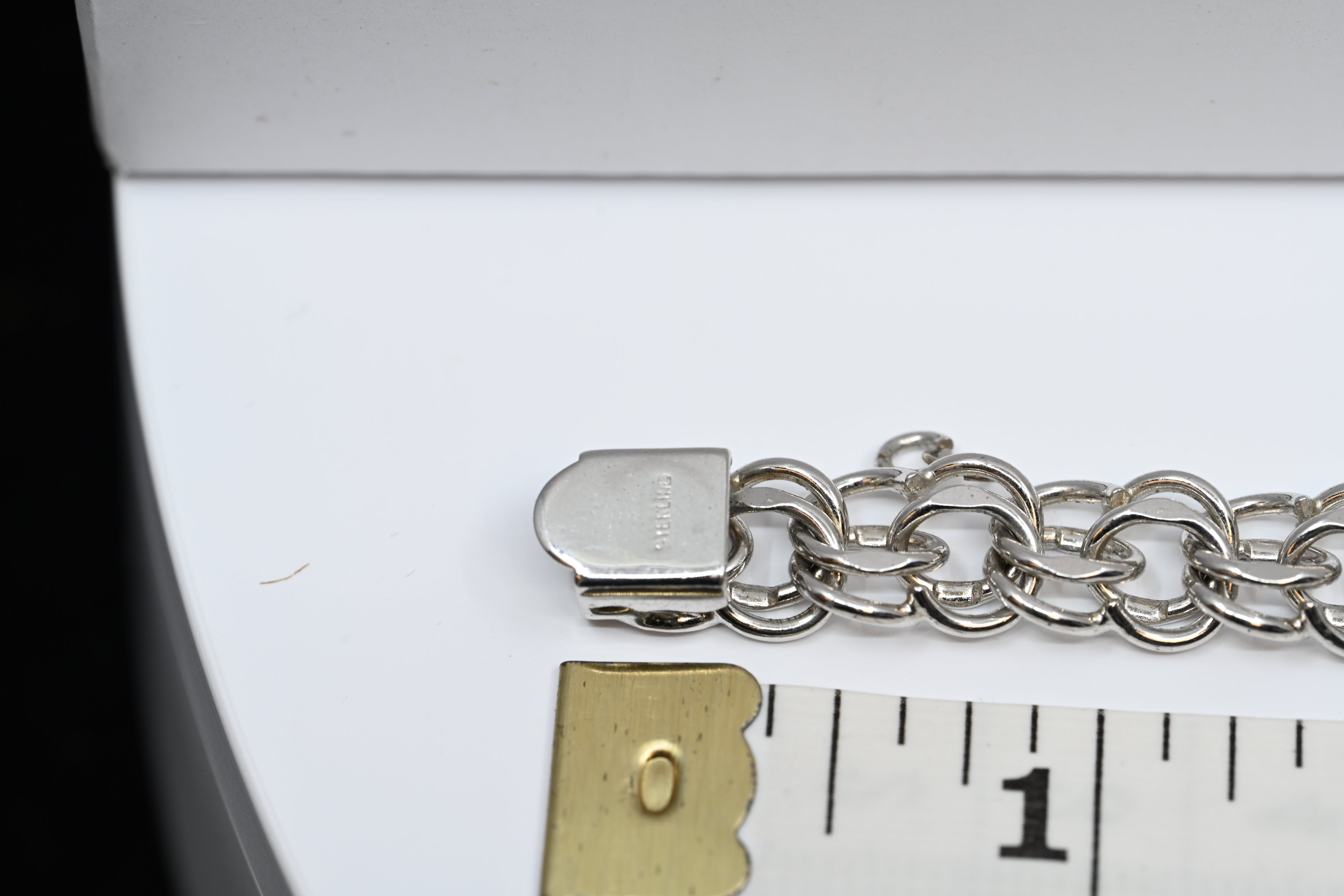 Sterling Sliver Charm Bracelet Double Link With Box Clasp