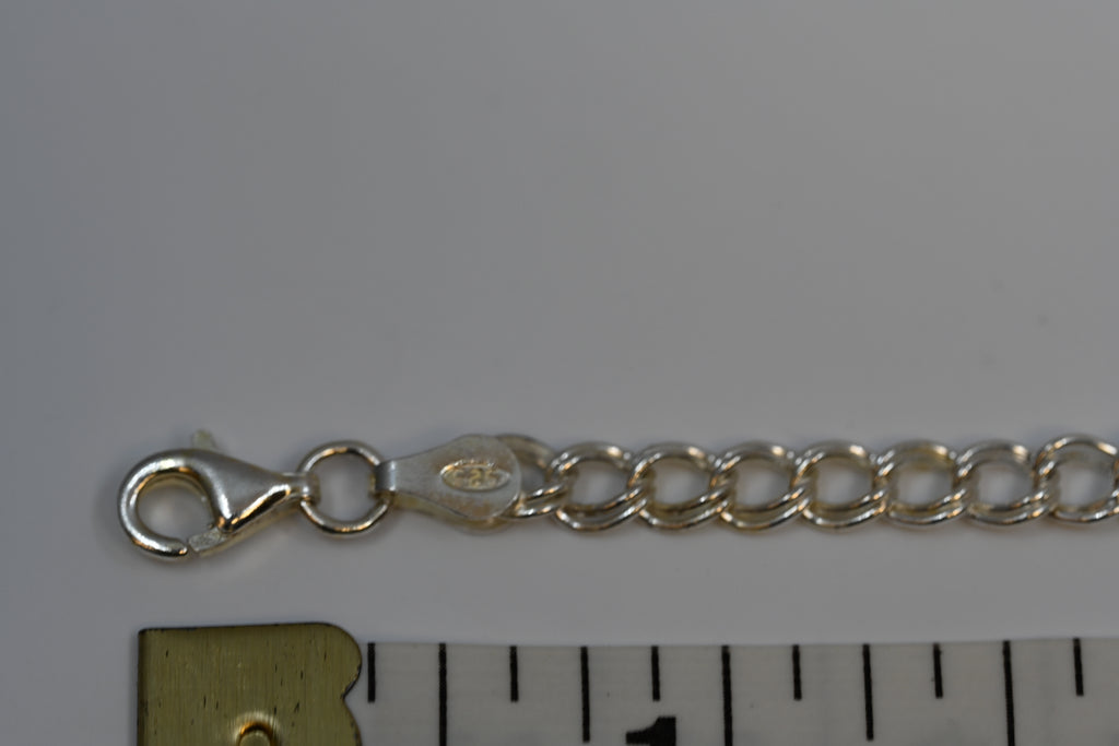 Sterling Silver Charm Double link Bracelet With Lobster Claw Clasp