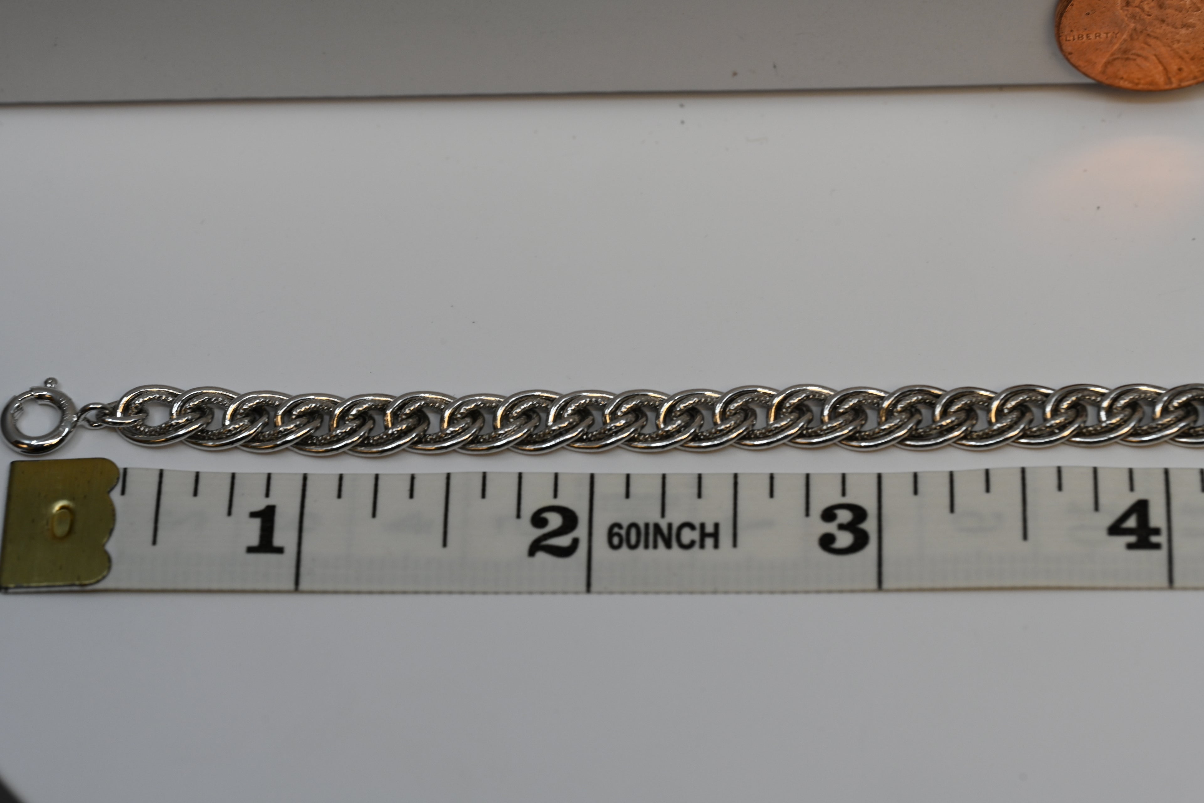 Sterling Silver Cham Lined Double Link Bracelet