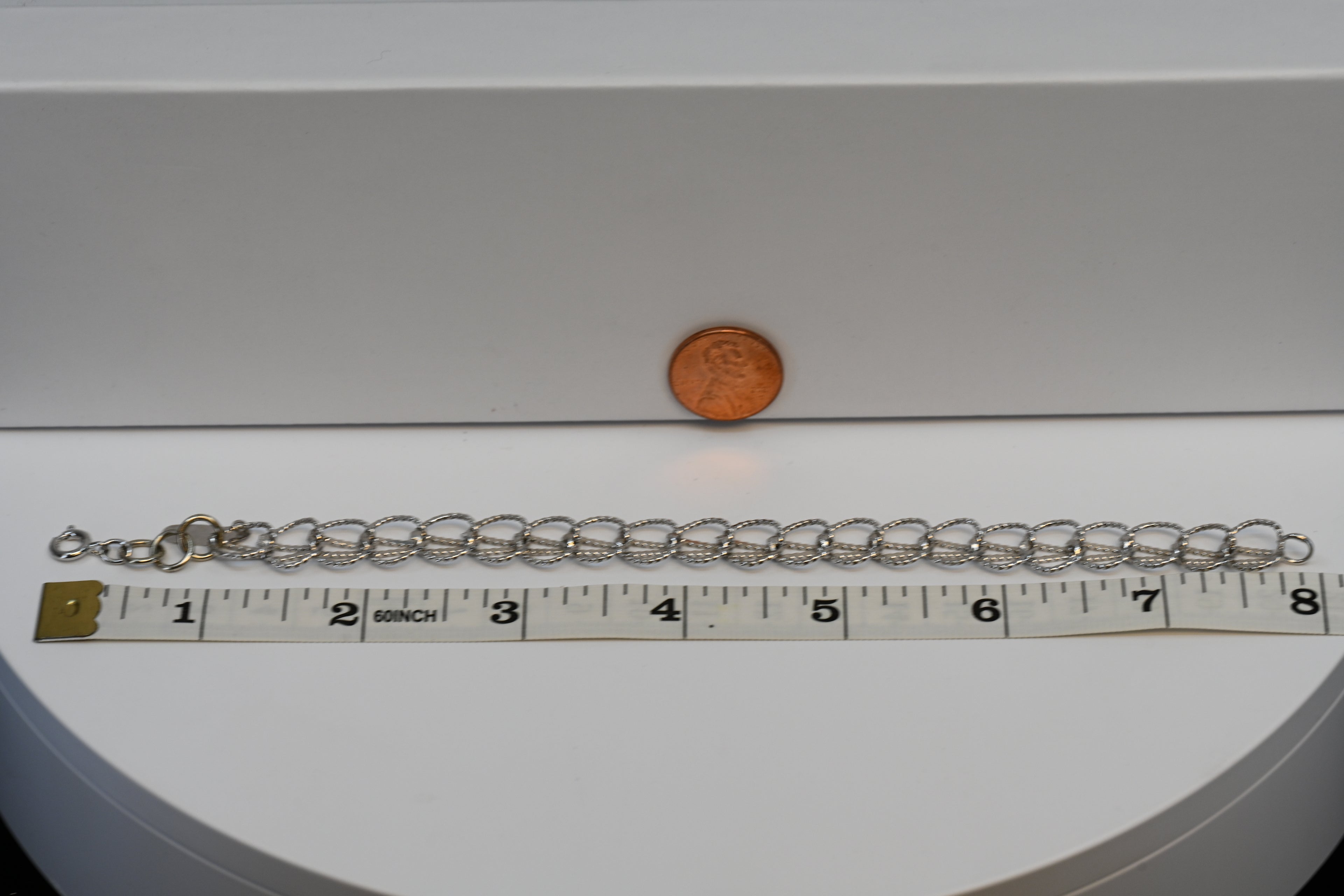 Sterling Silver Charm Lined Round Fancy Bracelet