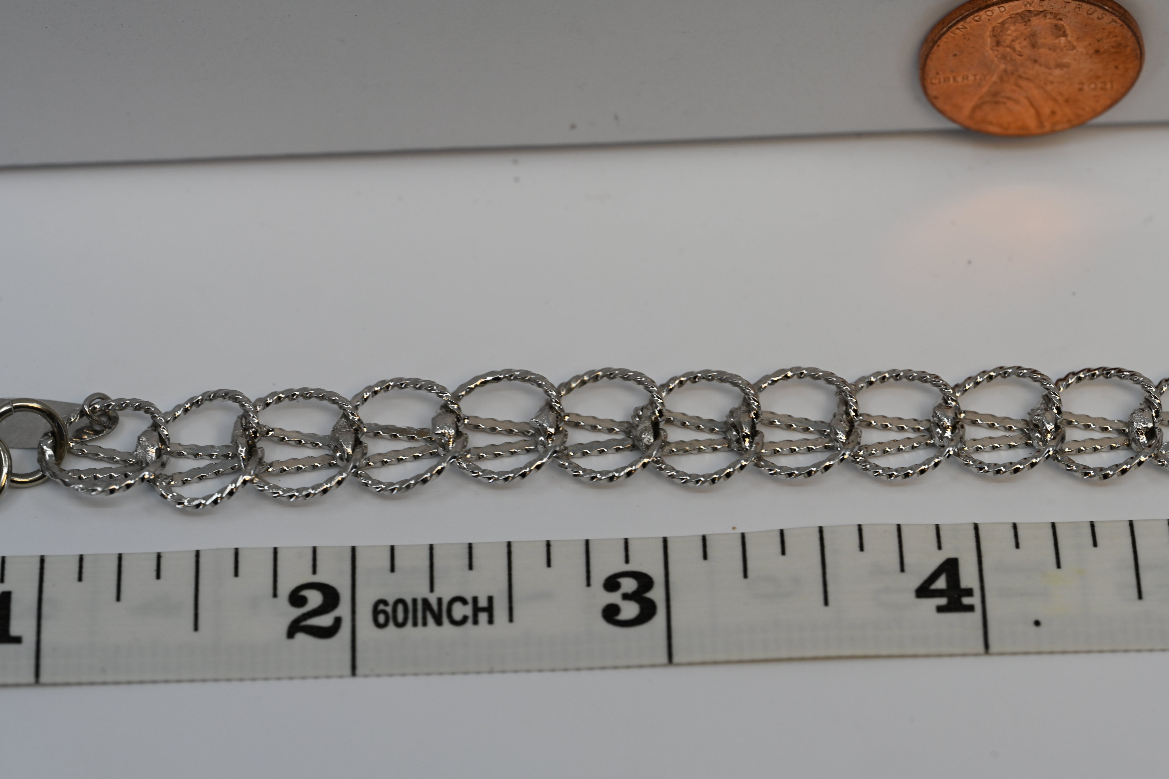 Sterling Silver Charm Lined Round Fancy Bracelet