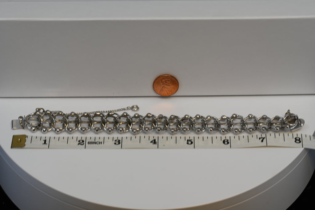 Monet Round Fancy Ball Charm Bracelet With Safety Chain