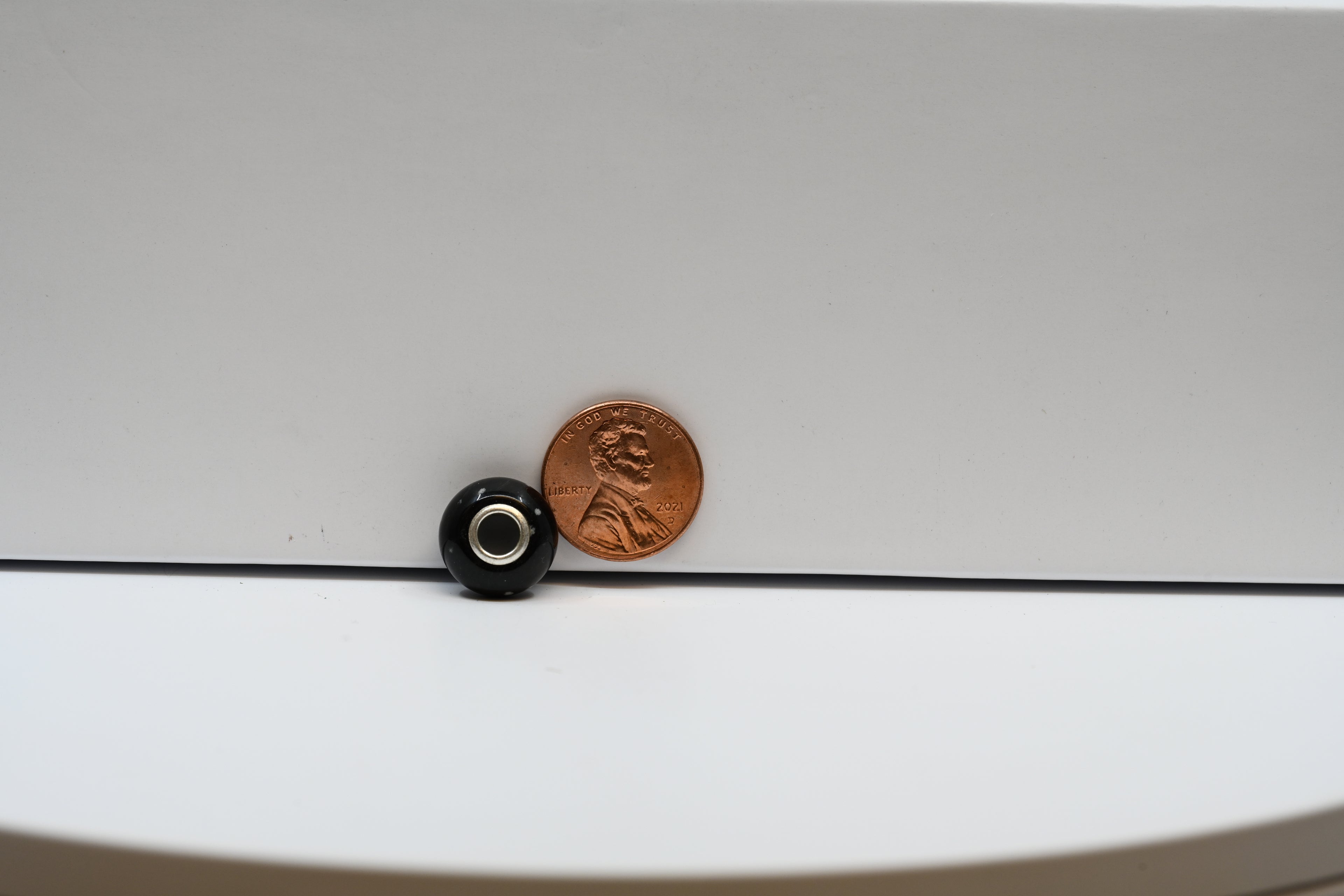 Black Bead Charm With White Spots