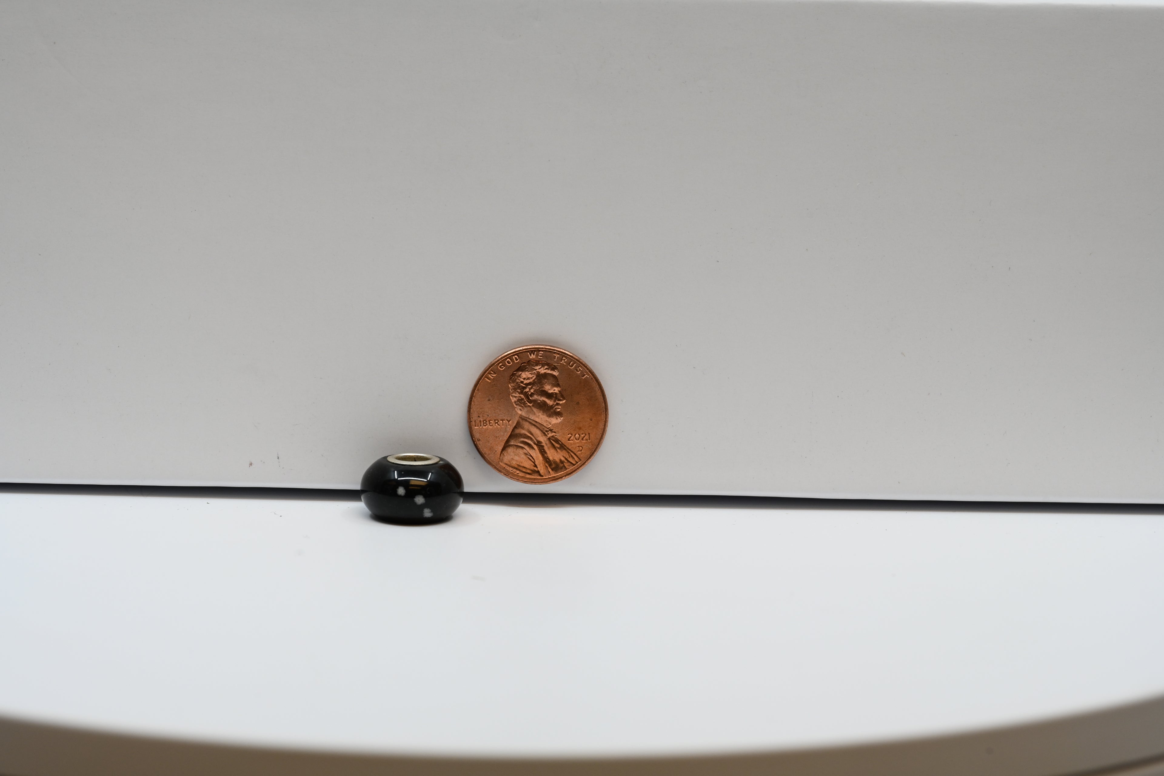 Black Bead Charm With White Spots