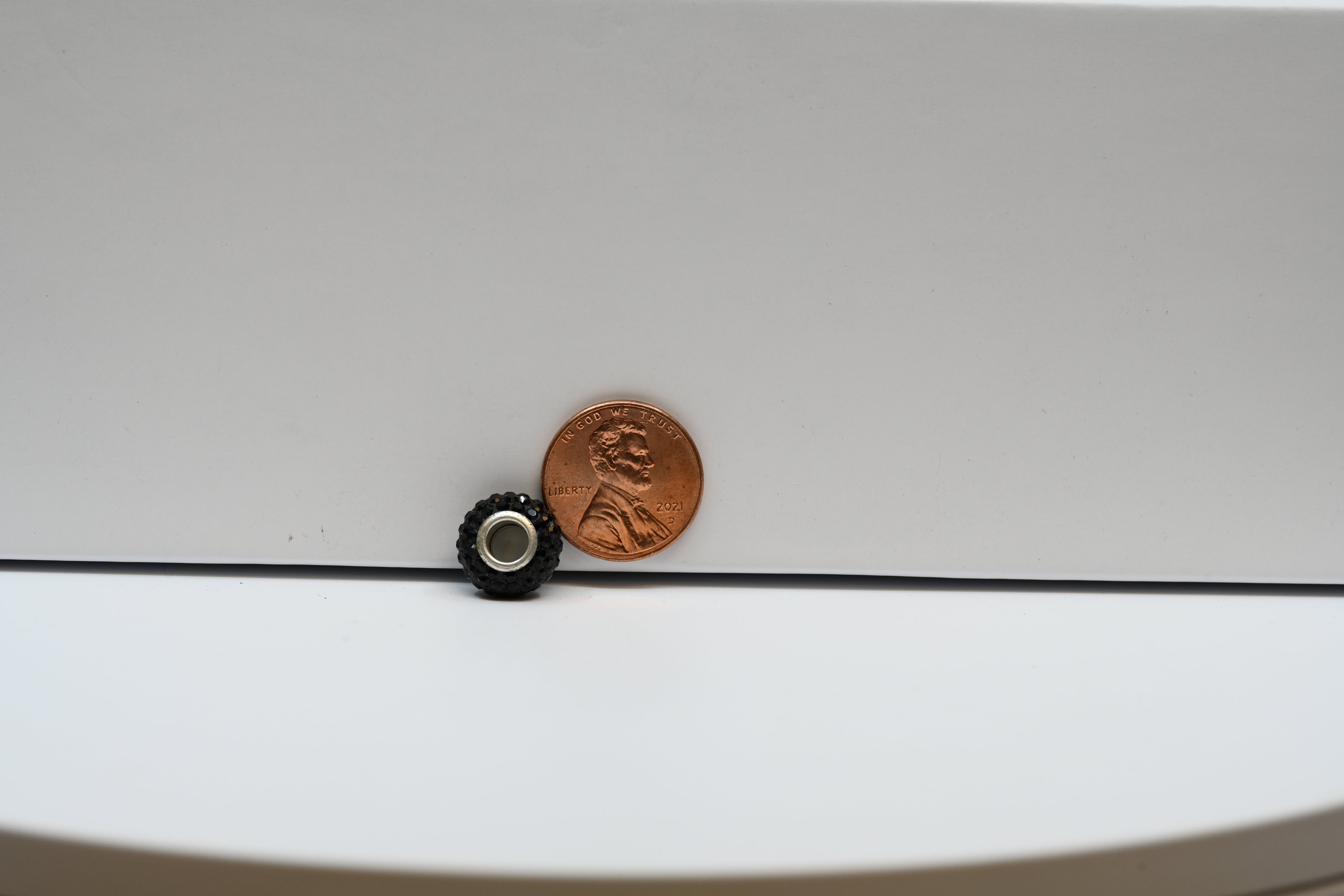 Black Bead Charm With Black Rhinestones