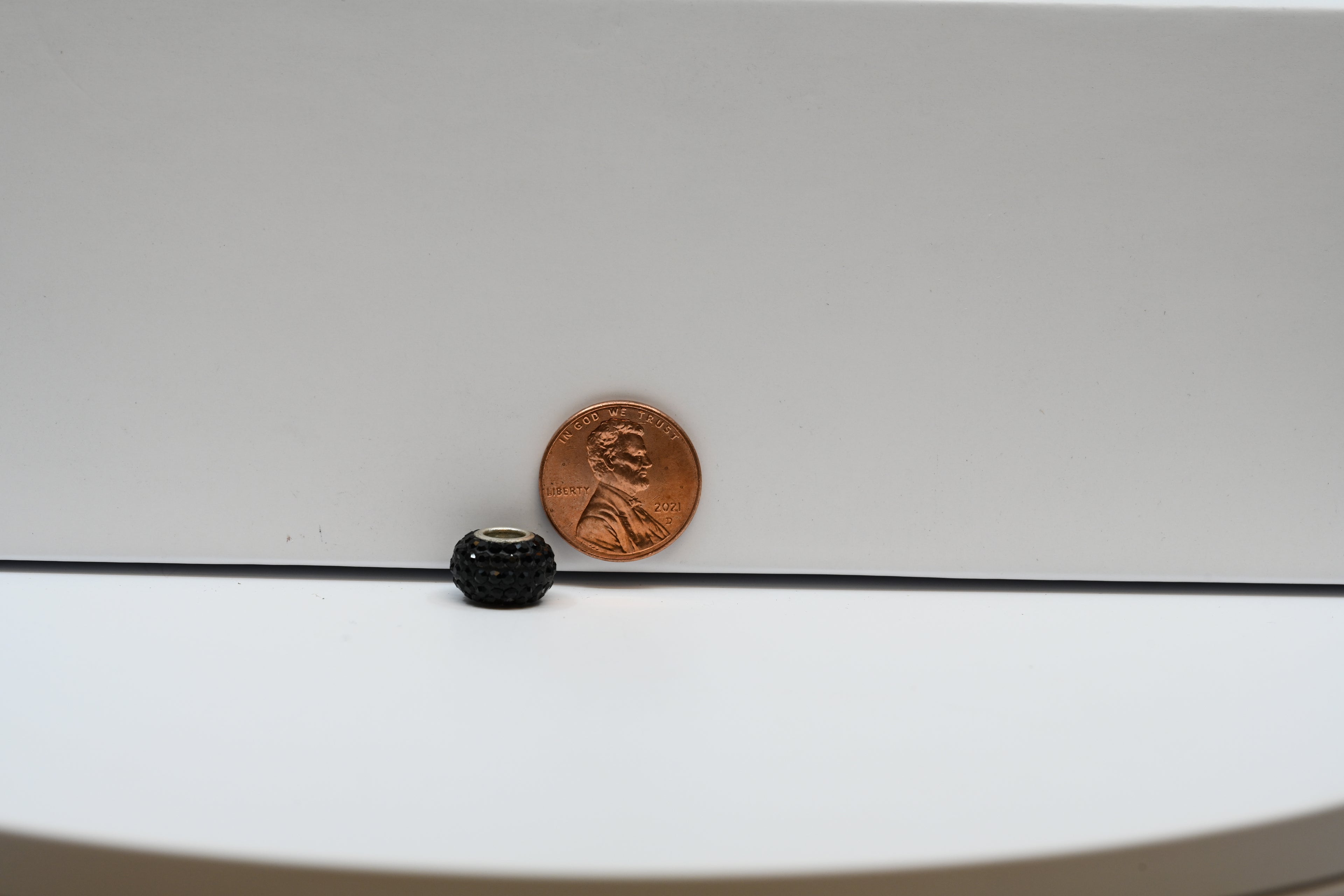 Black Bead Charm With Black Rhinestones