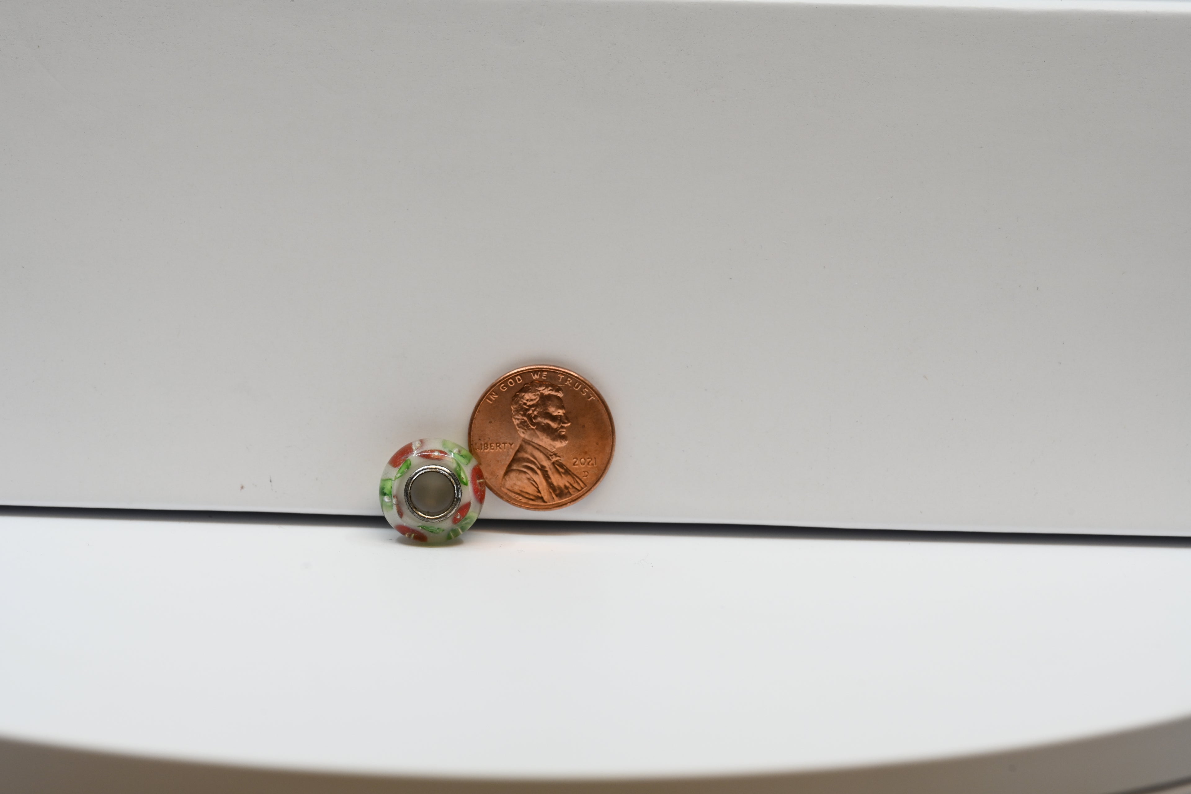 White Green and  Red Bead Charm