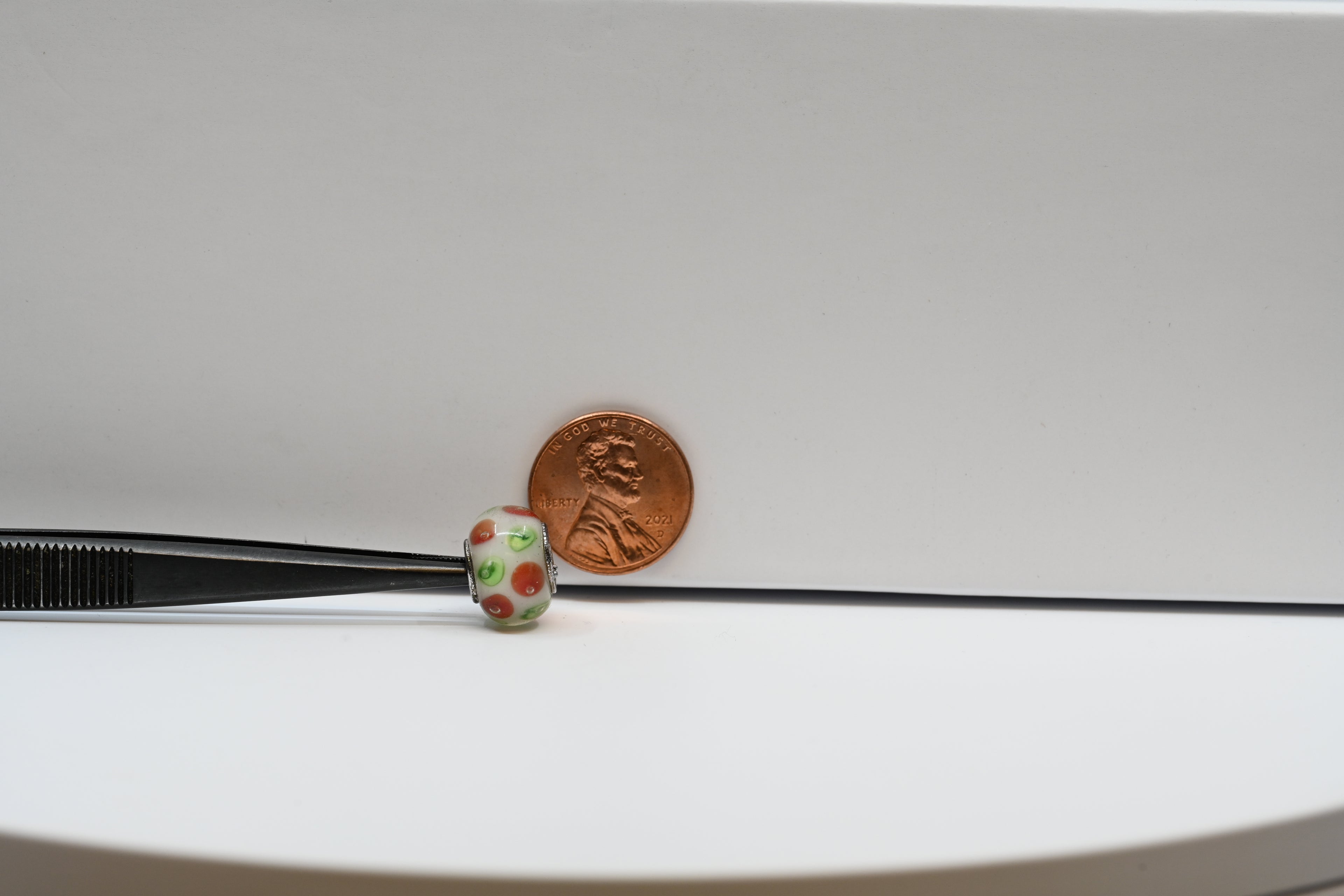 White Green and  Red Bead Charm
