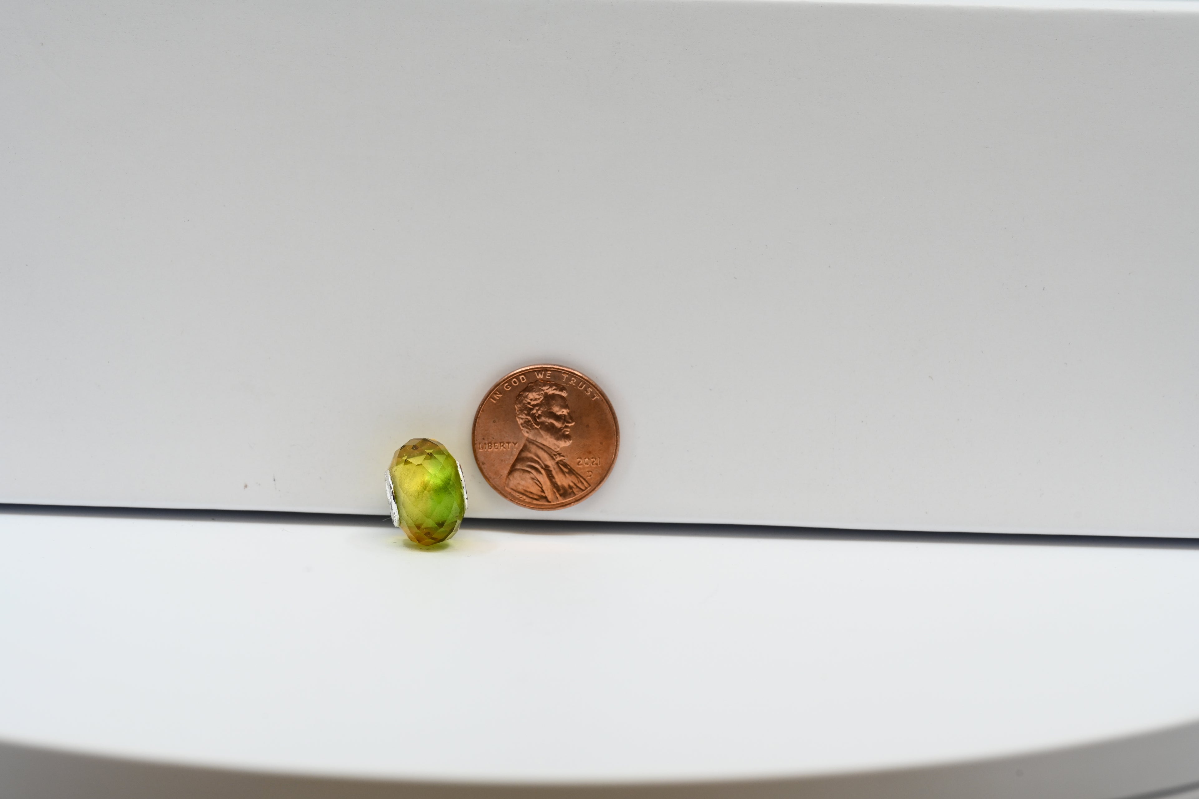 Yellow and Green Checkered Bead Charm