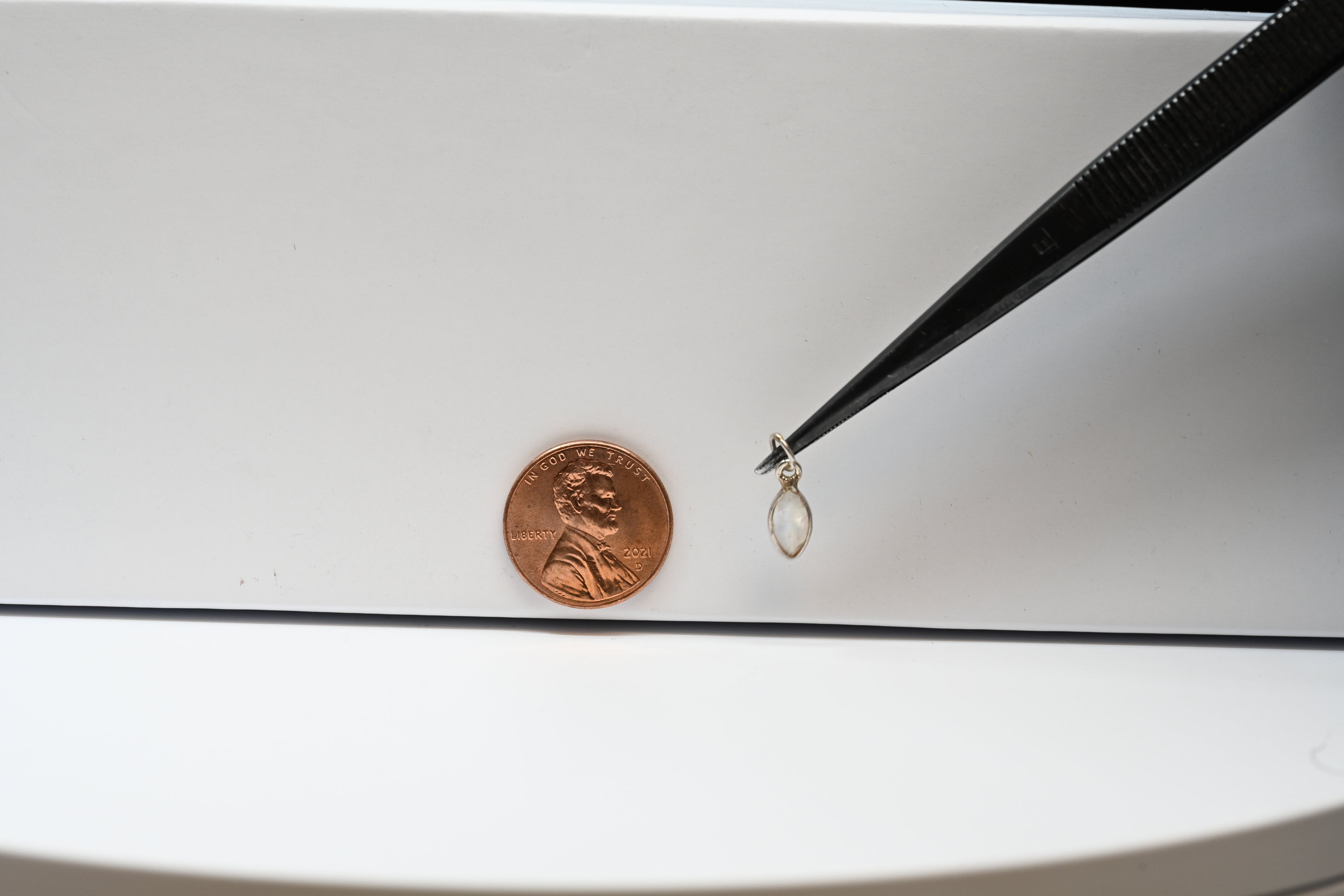 Sterling Silver Marquise Cut Moonstone Charm