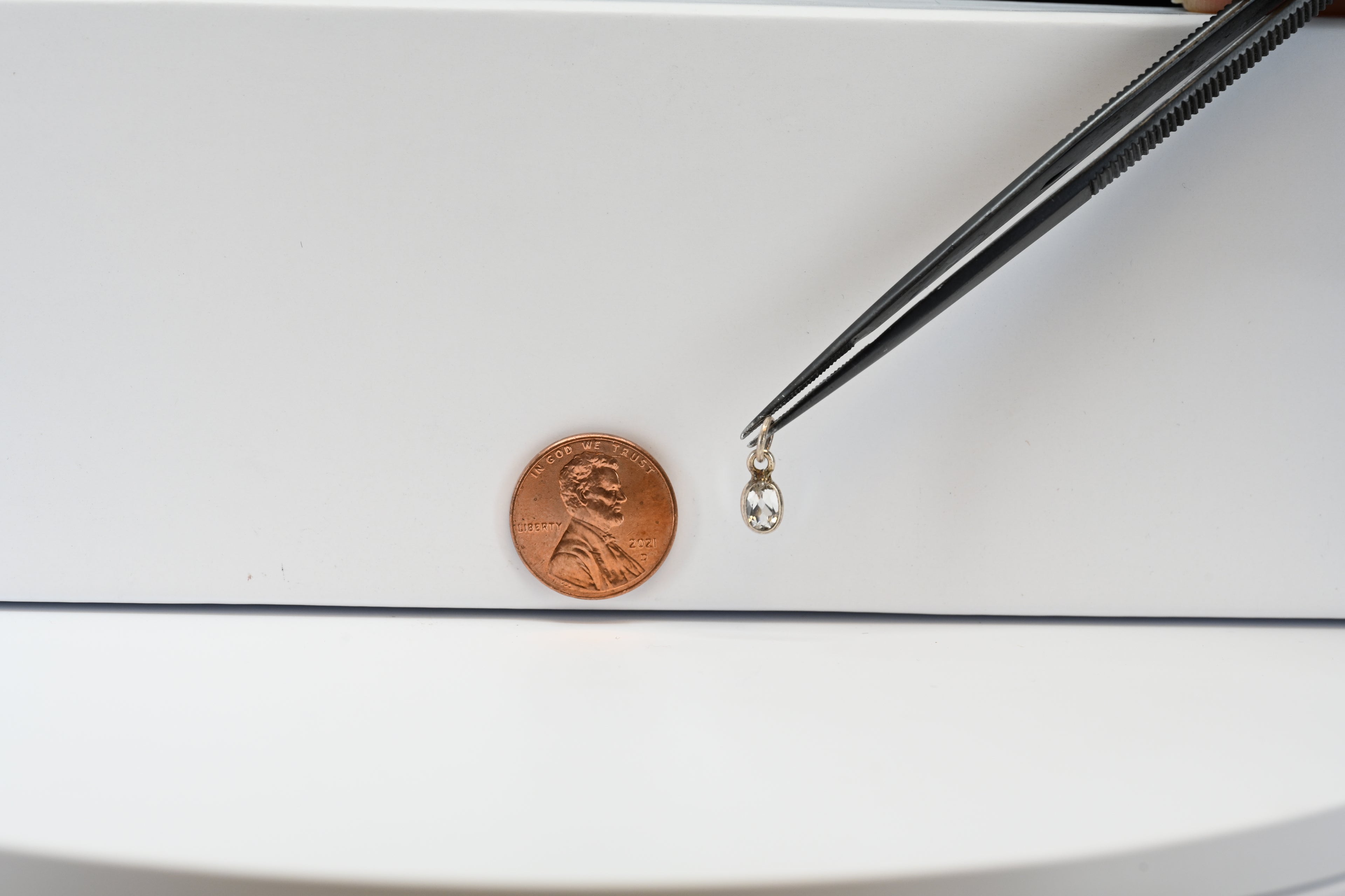 Sterling Silver White Oval Topaz Charm