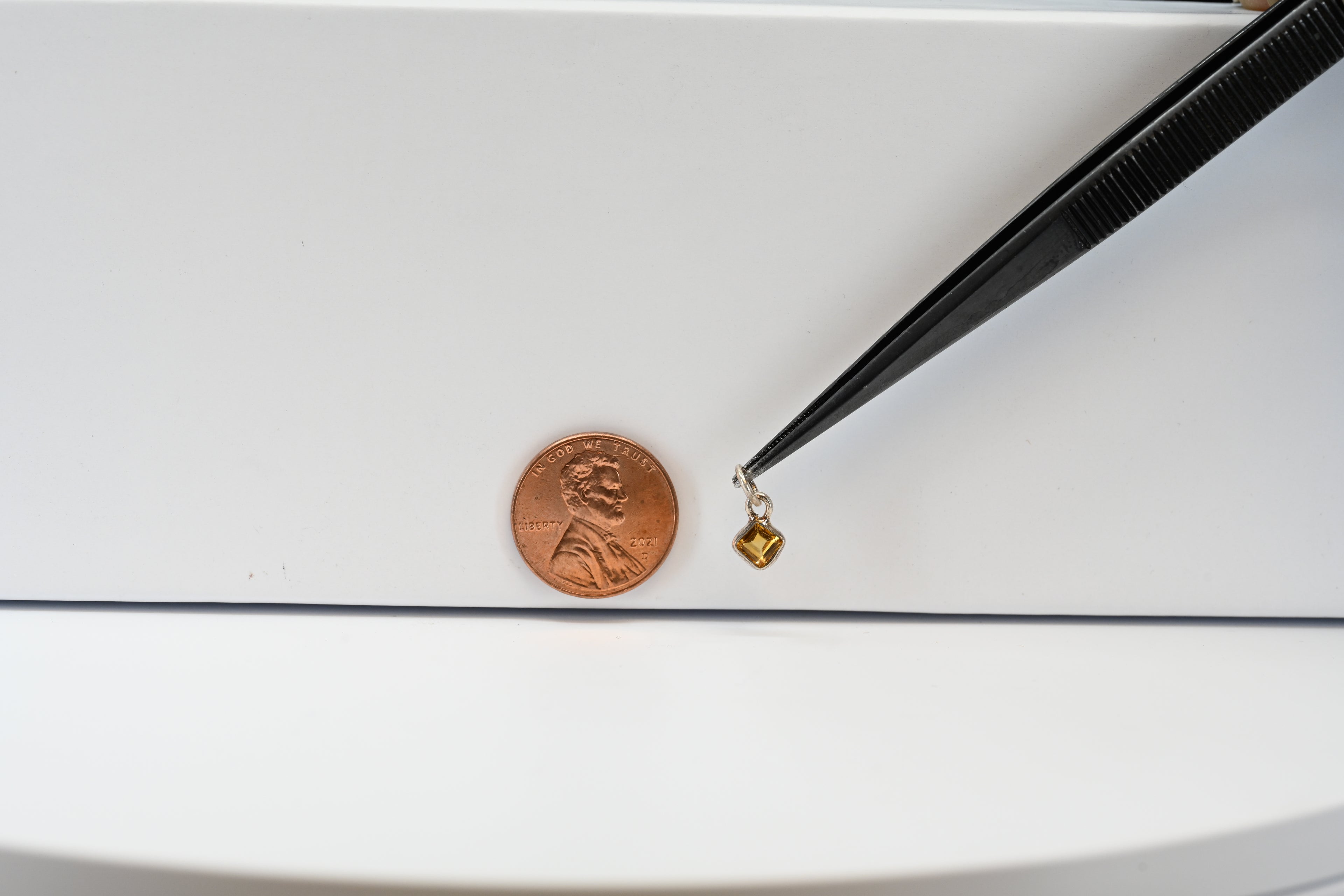 Sterling Silver Square Cut Citrine Charm