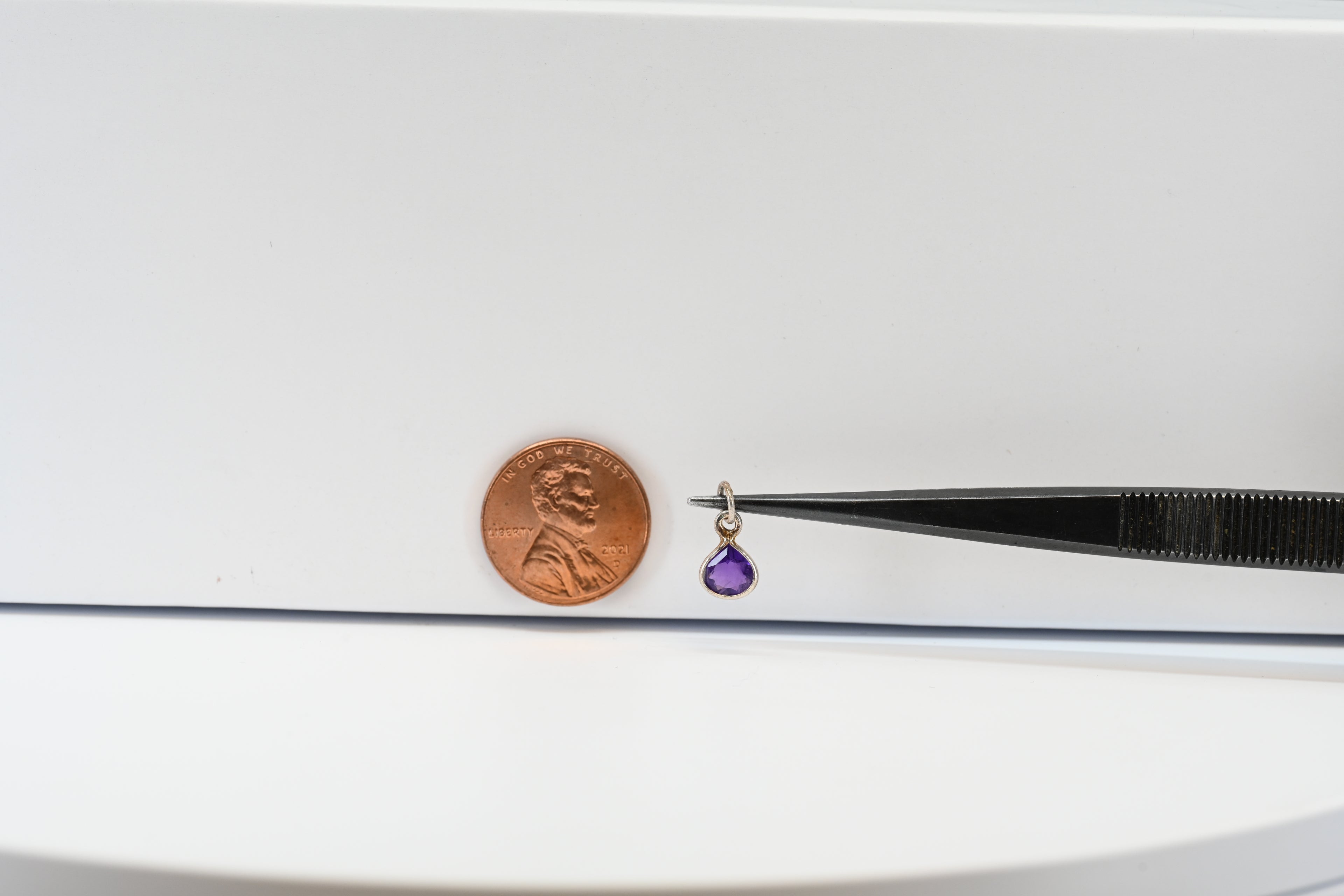 Sterling Silver Pear Cut Amethyst Charm